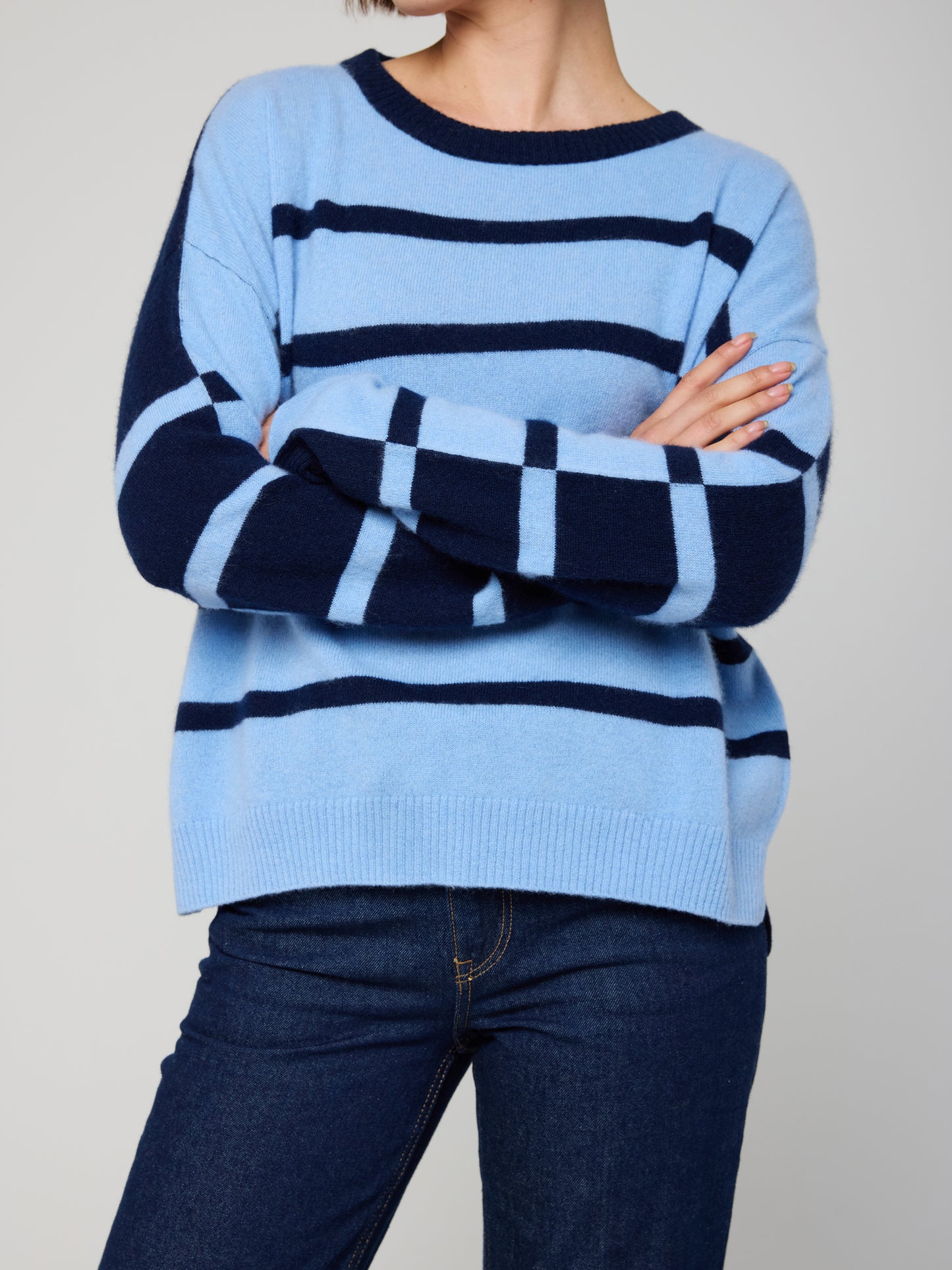 Stripe Cashmere Round Neck