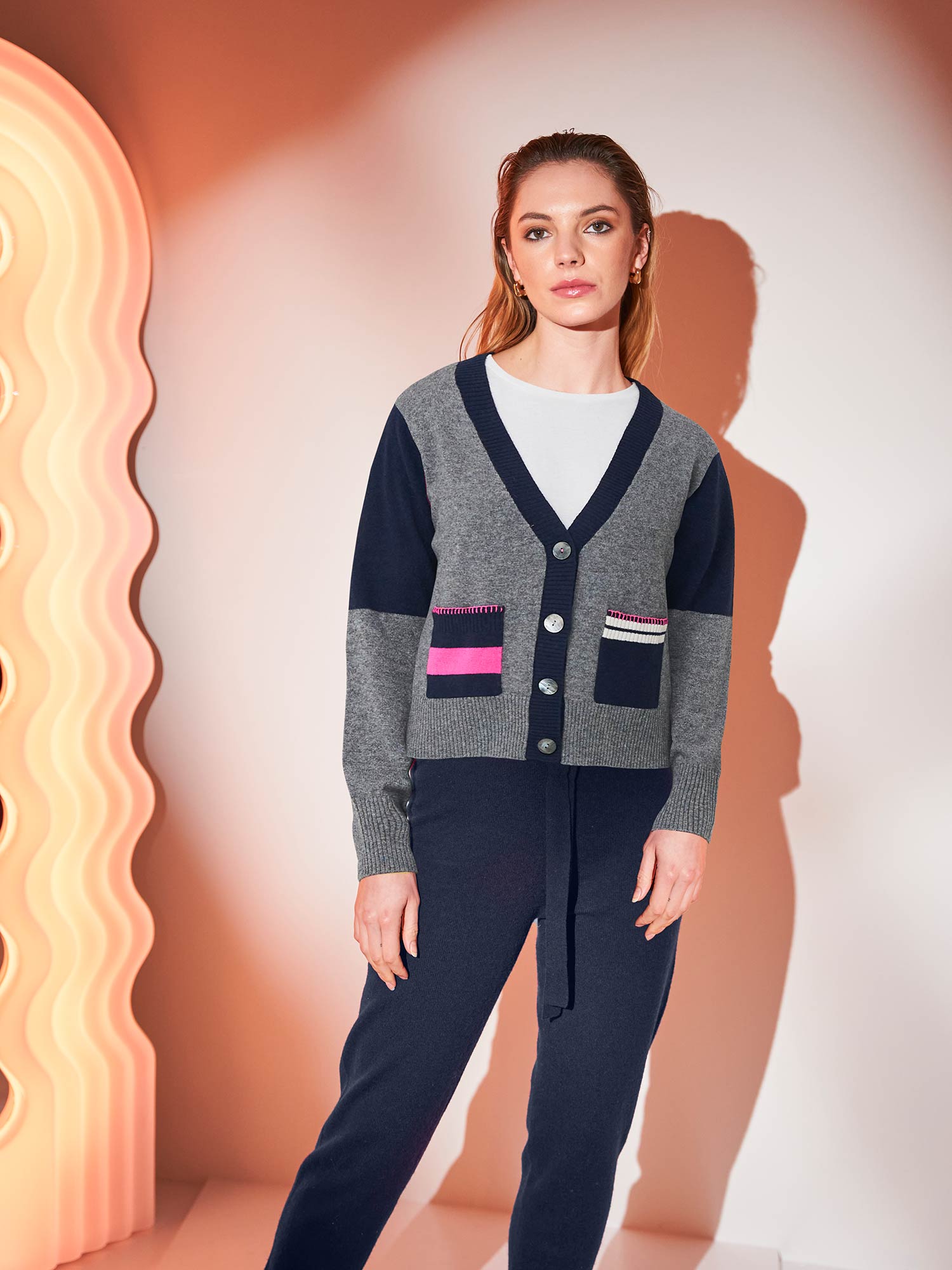 Varsity Stripe Cardigan Brodie Cashmere