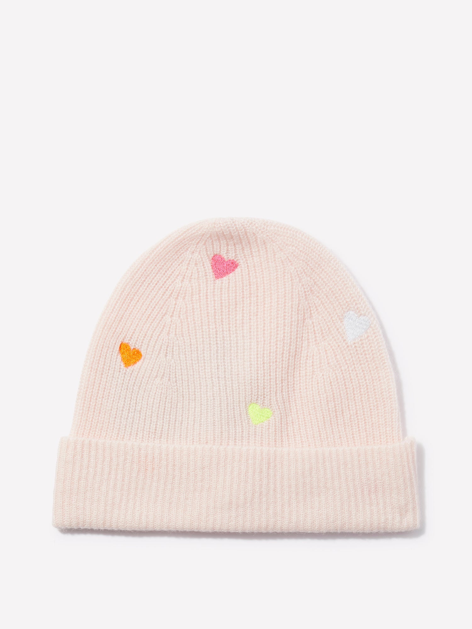Embroidered Heart Cashmere Beanie Hat