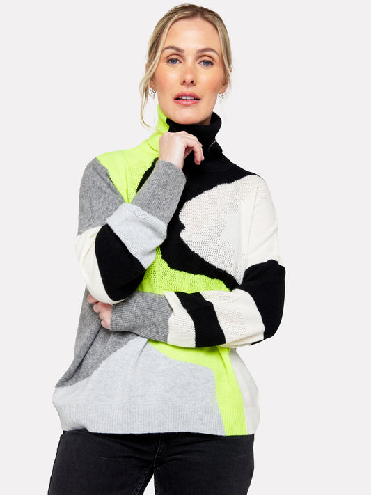 Abstract Cashmere Roll Neck