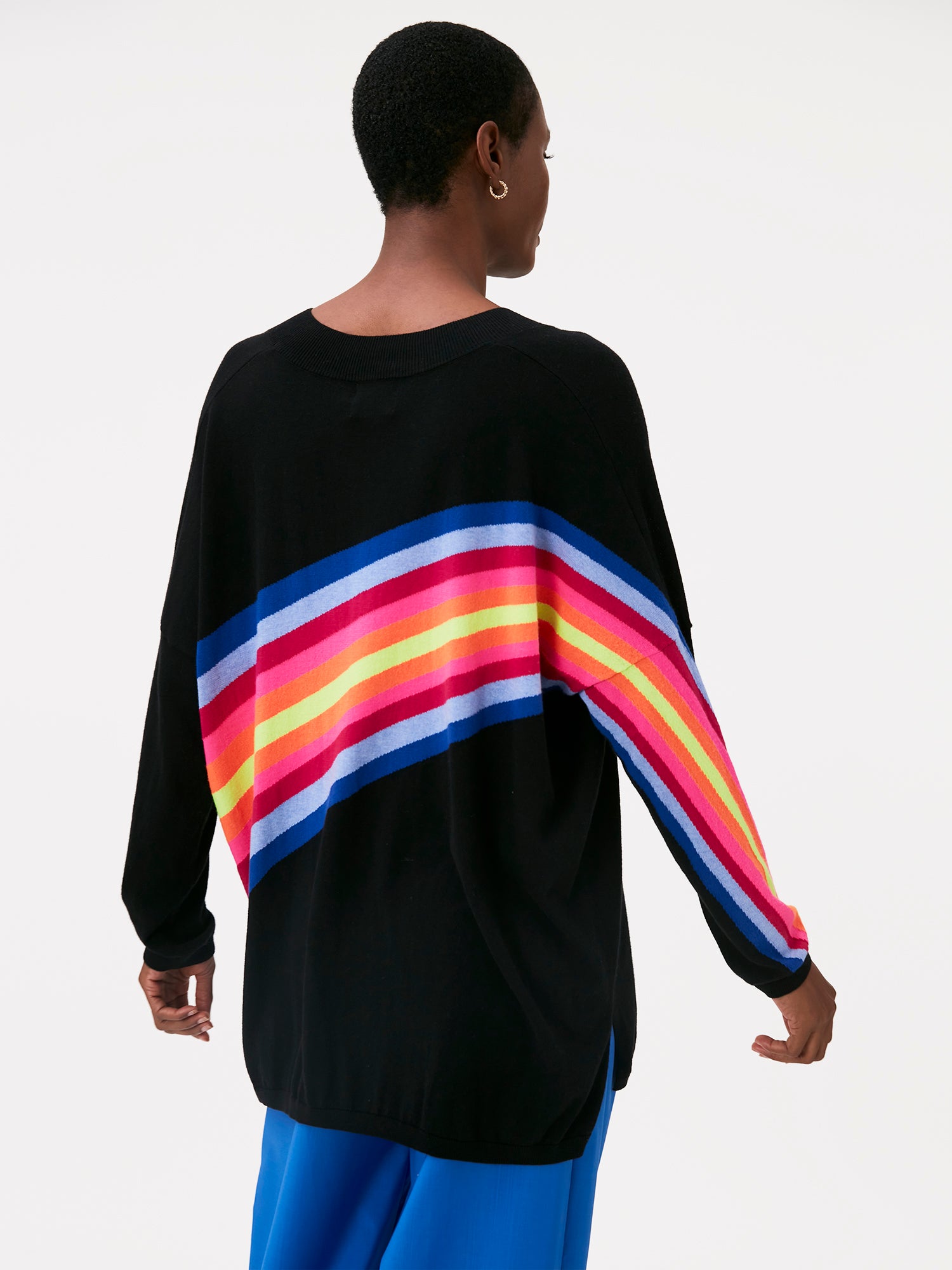 Funky Rainbow V Neck Jumper Brodie Cashmere