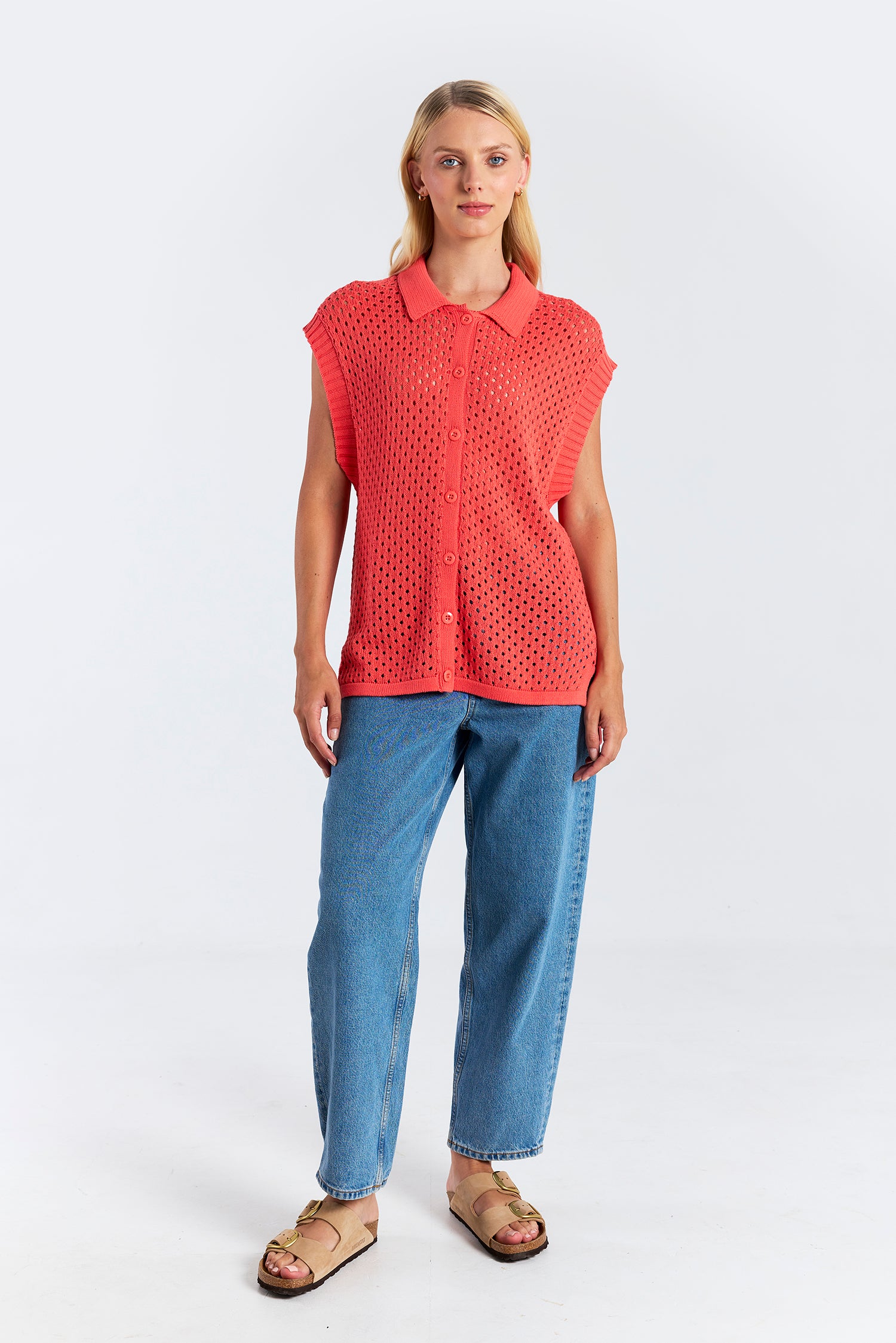 POINTELLE SLEEVELESS SHIRT