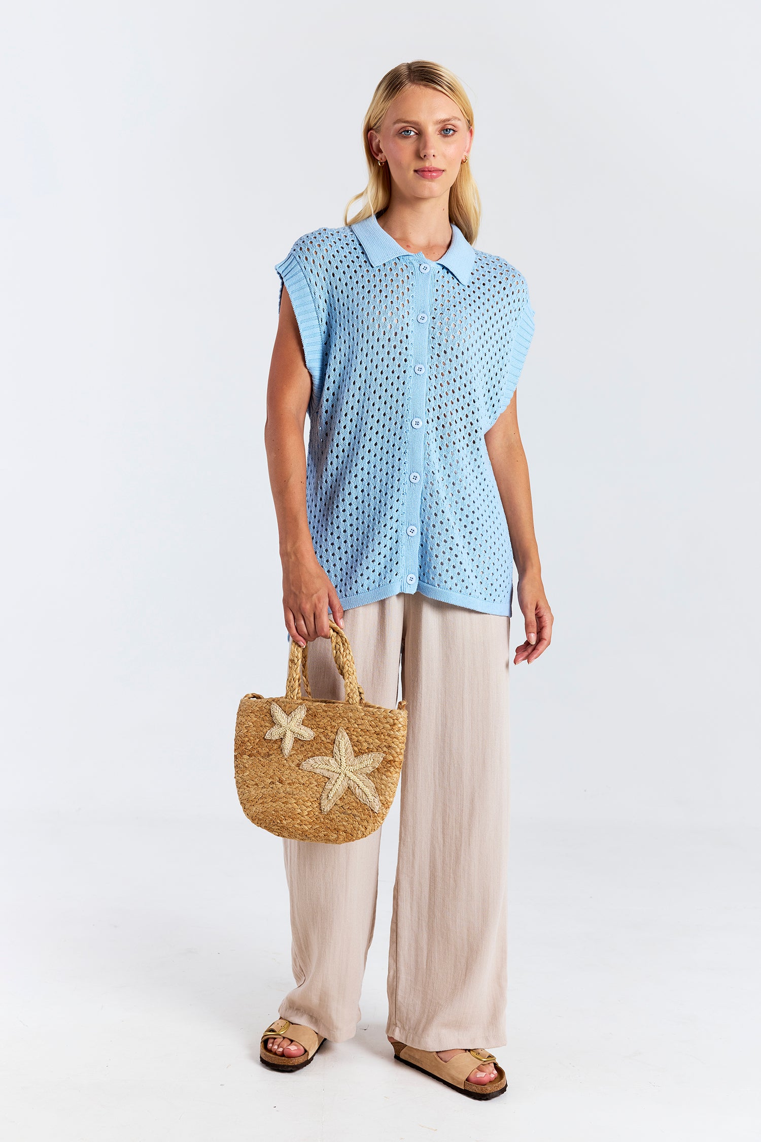 POINTELLE SLEEVELESS SHIRT