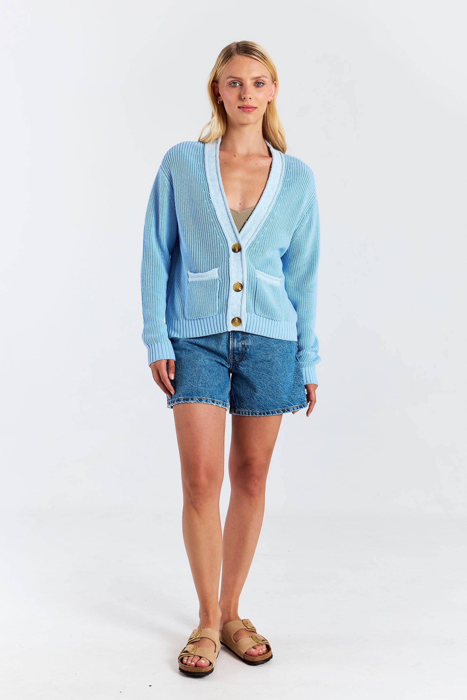 CONTRAST EFFECT TRIM CARDIGAN