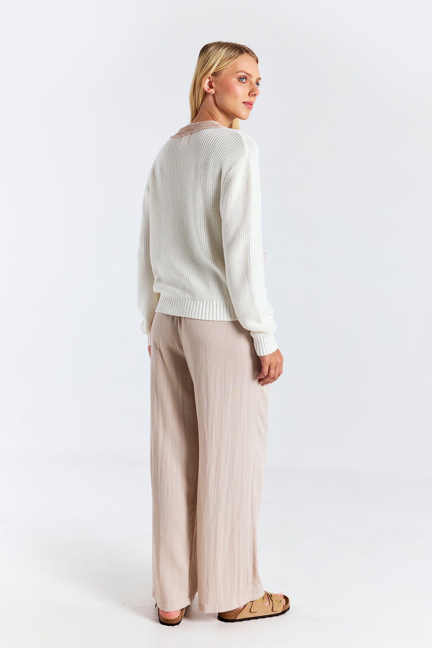 CONTRAST EFFECT TRIM CARDIGAN