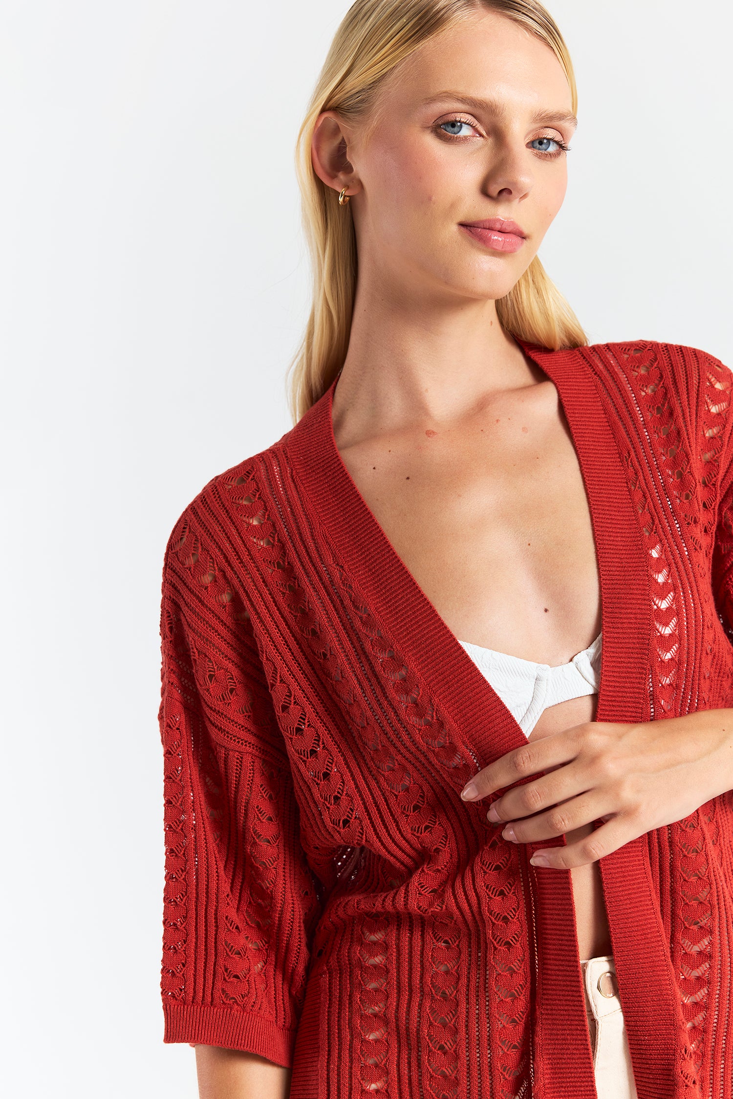 OPEN STITCH KIMONO