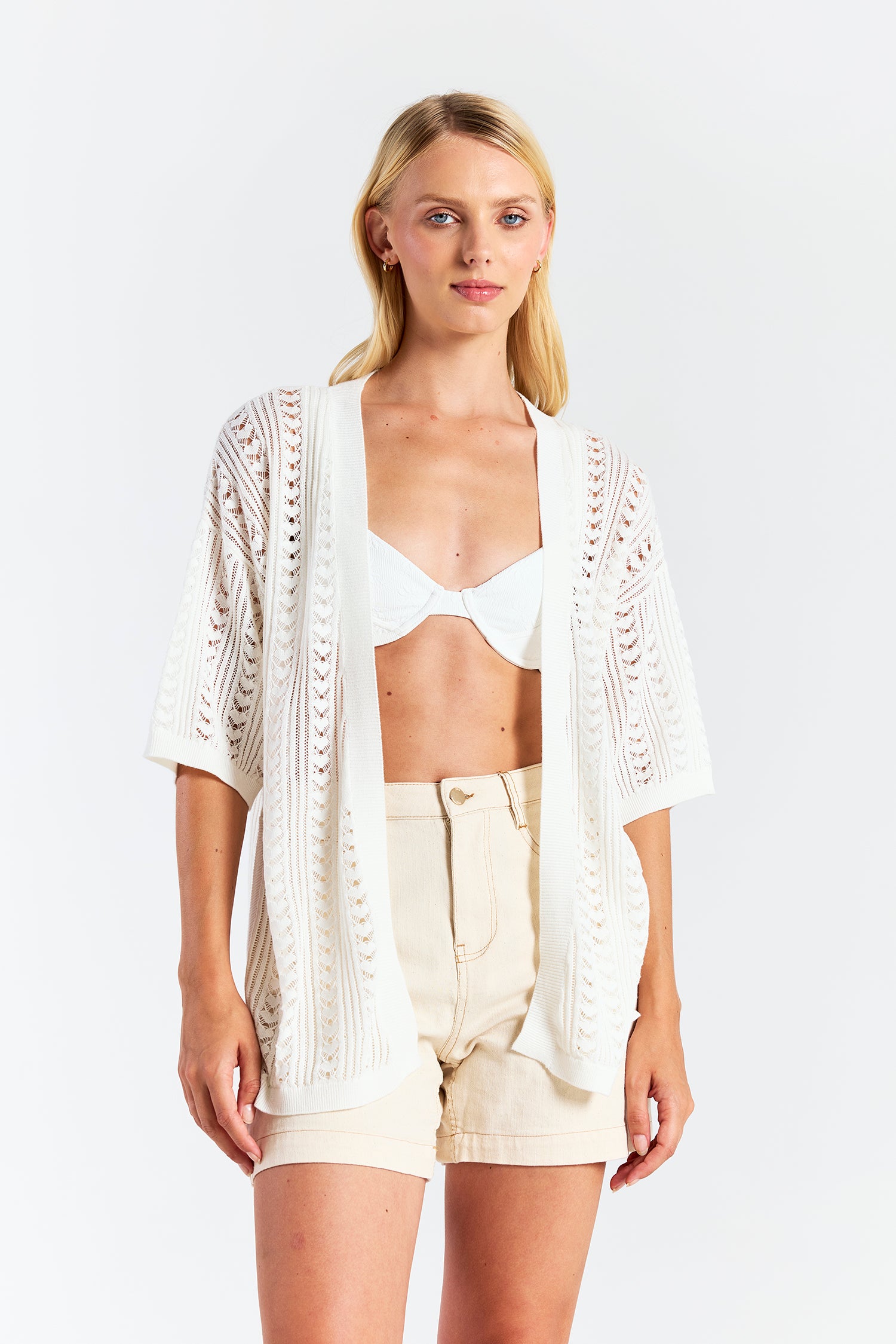 OPEN STITCH KIMONO