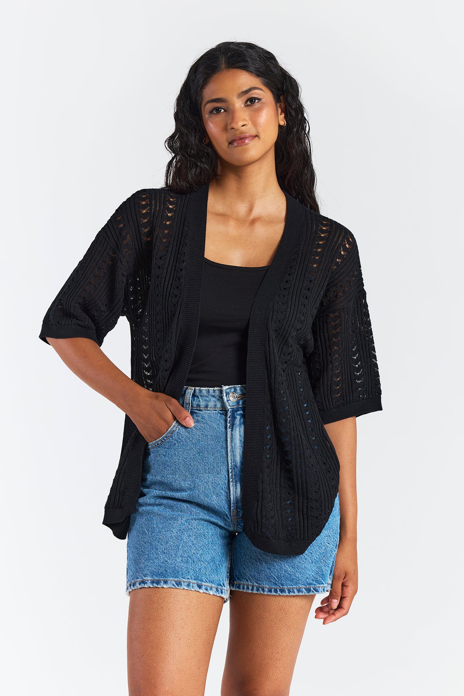 OPEN STITCH KIMONO