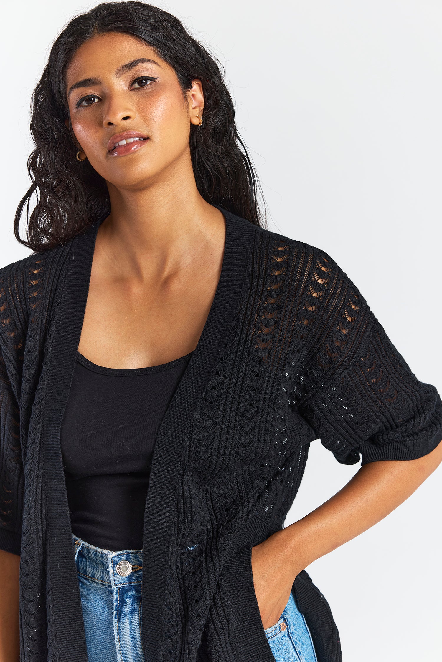 OPEN STITCH KIMONO