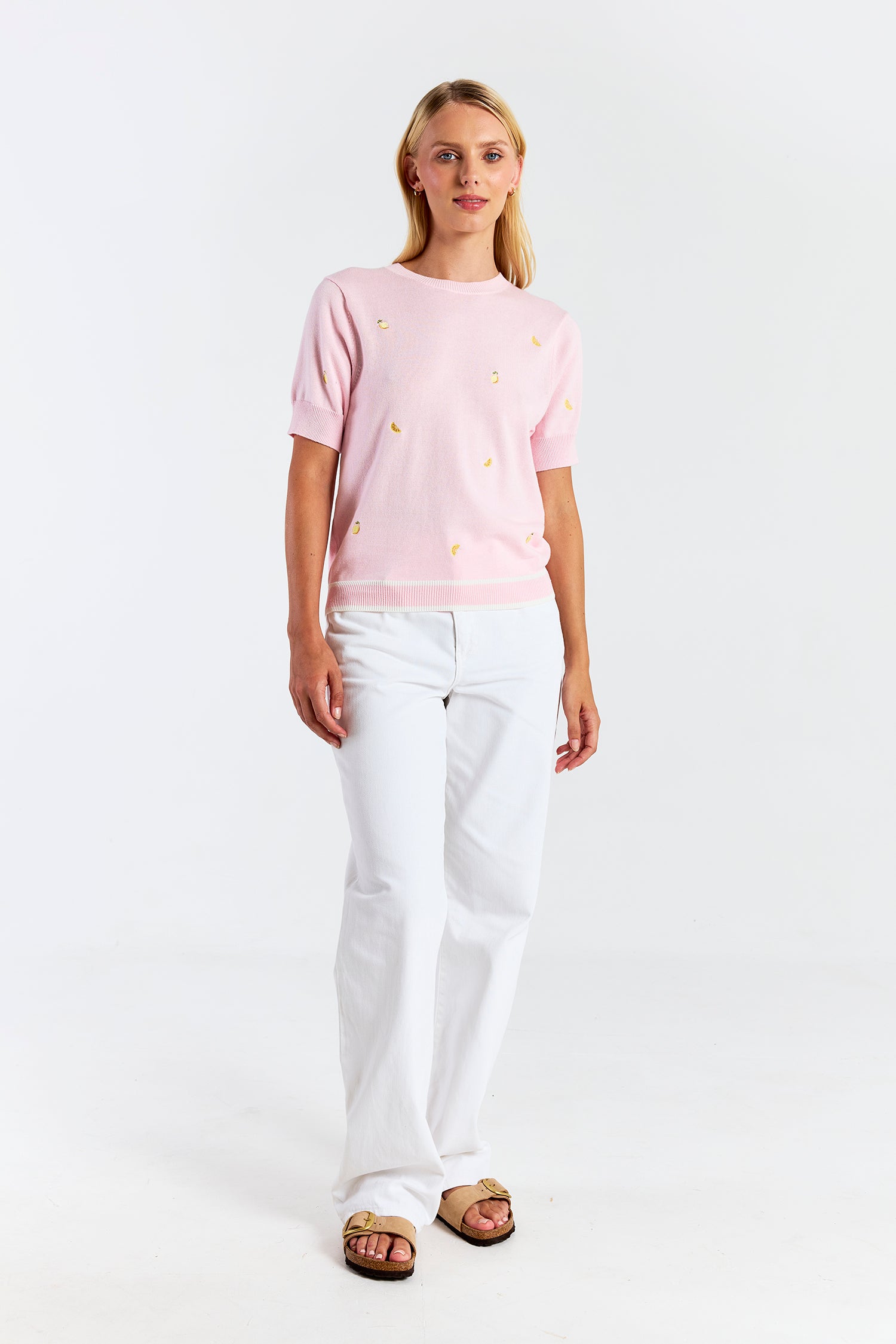 LEMON DITSY EMBROIDERY TEE