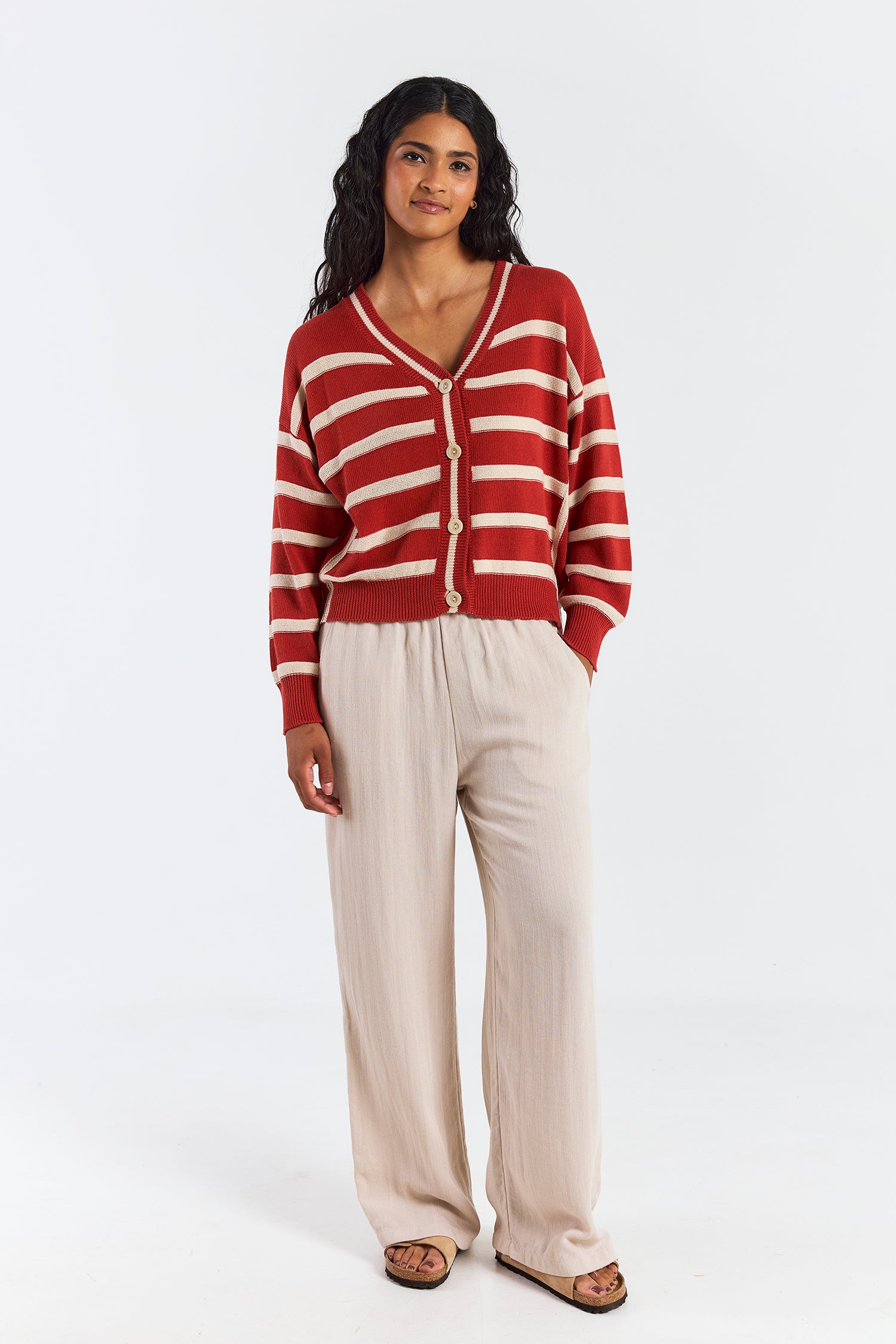 REVERSE STRIPE CARDIGAN