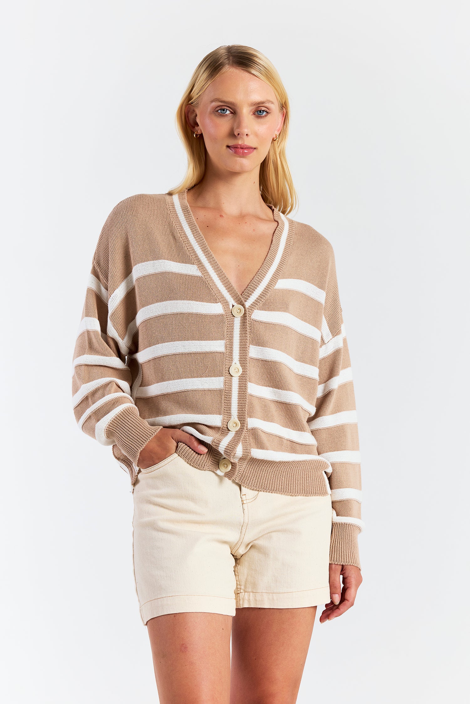 REVERSE STRIPE CARDIGAN