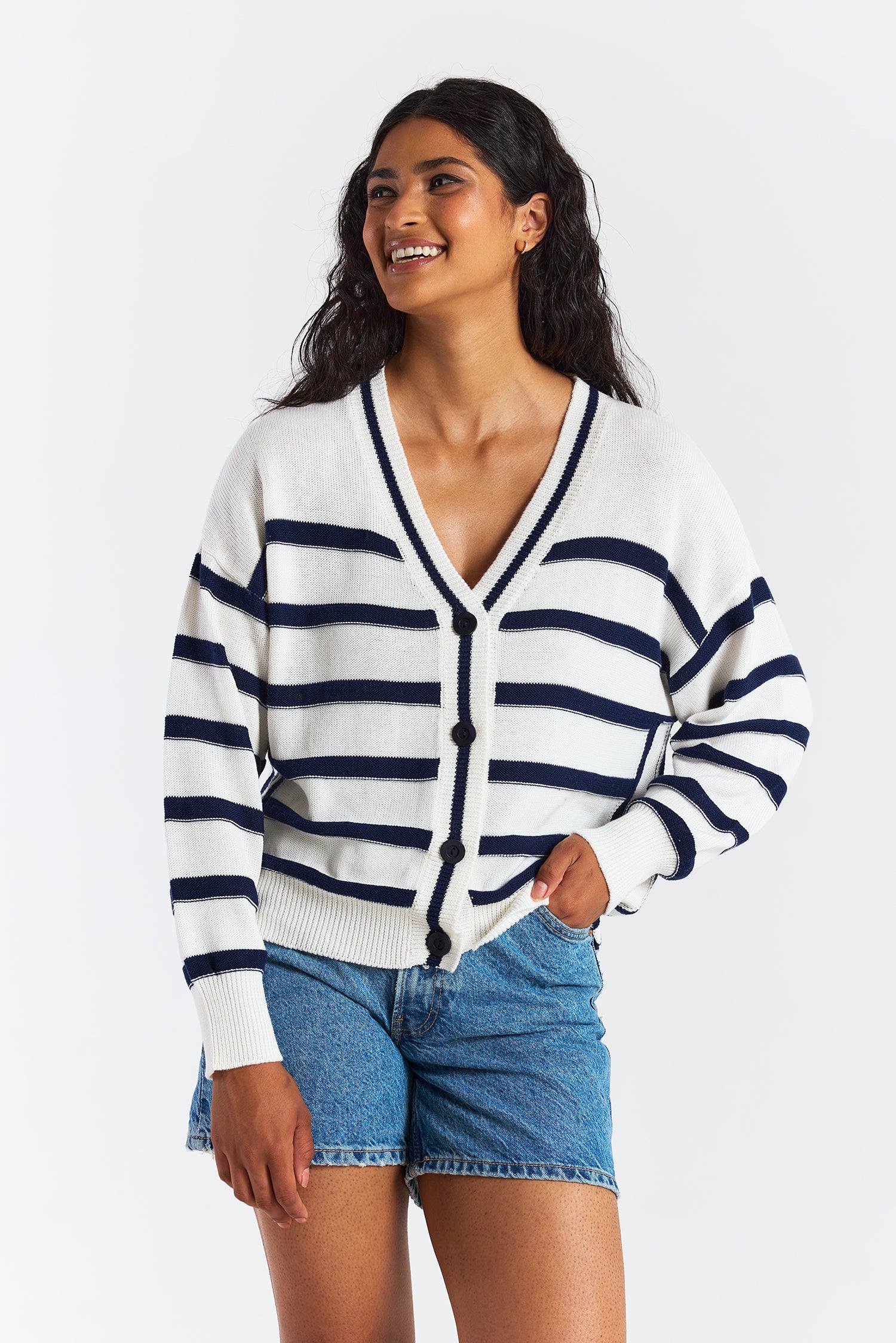 REVERSE STRIPE CARDIGAN
