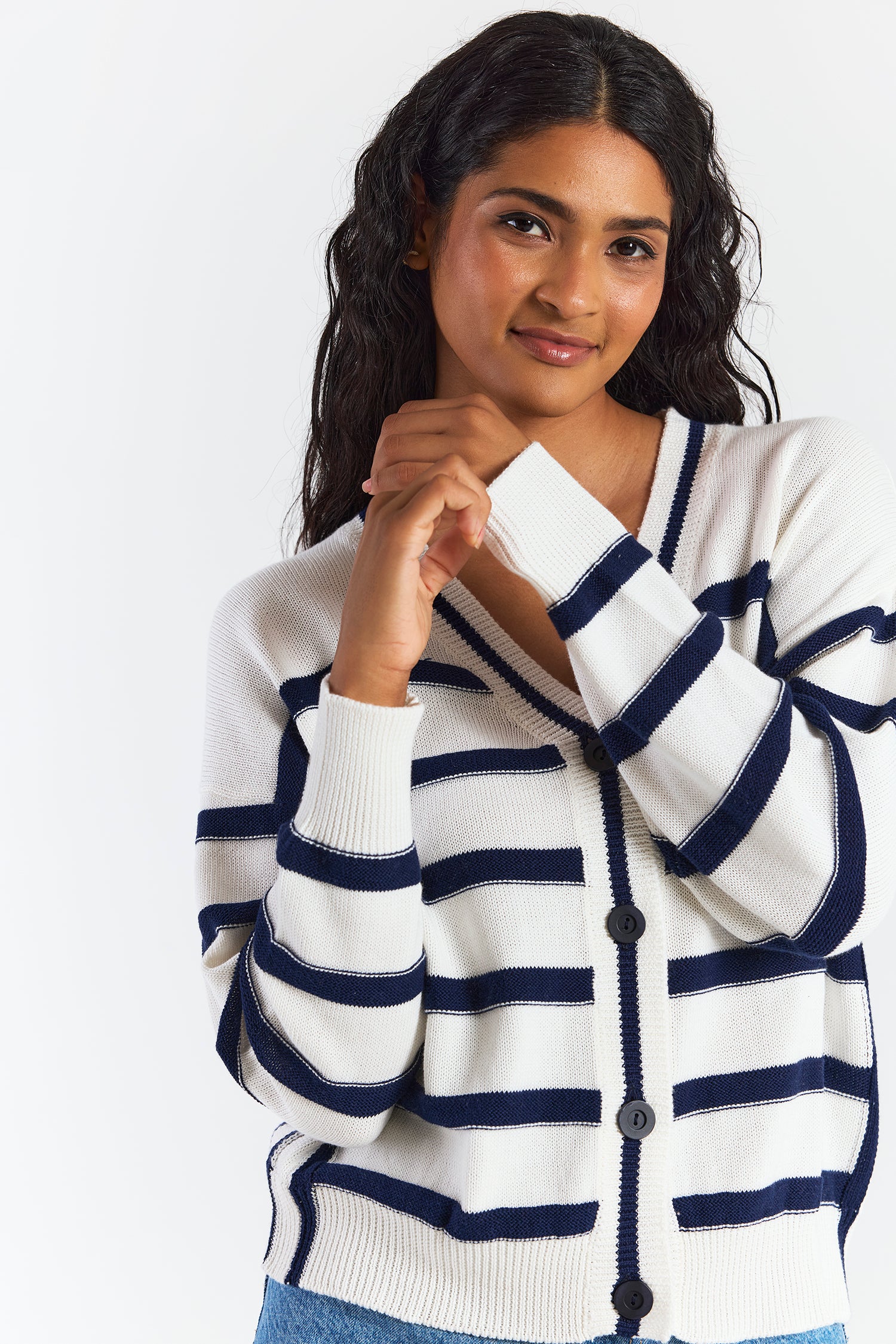 REVERSE STRIPE CARDIGAN