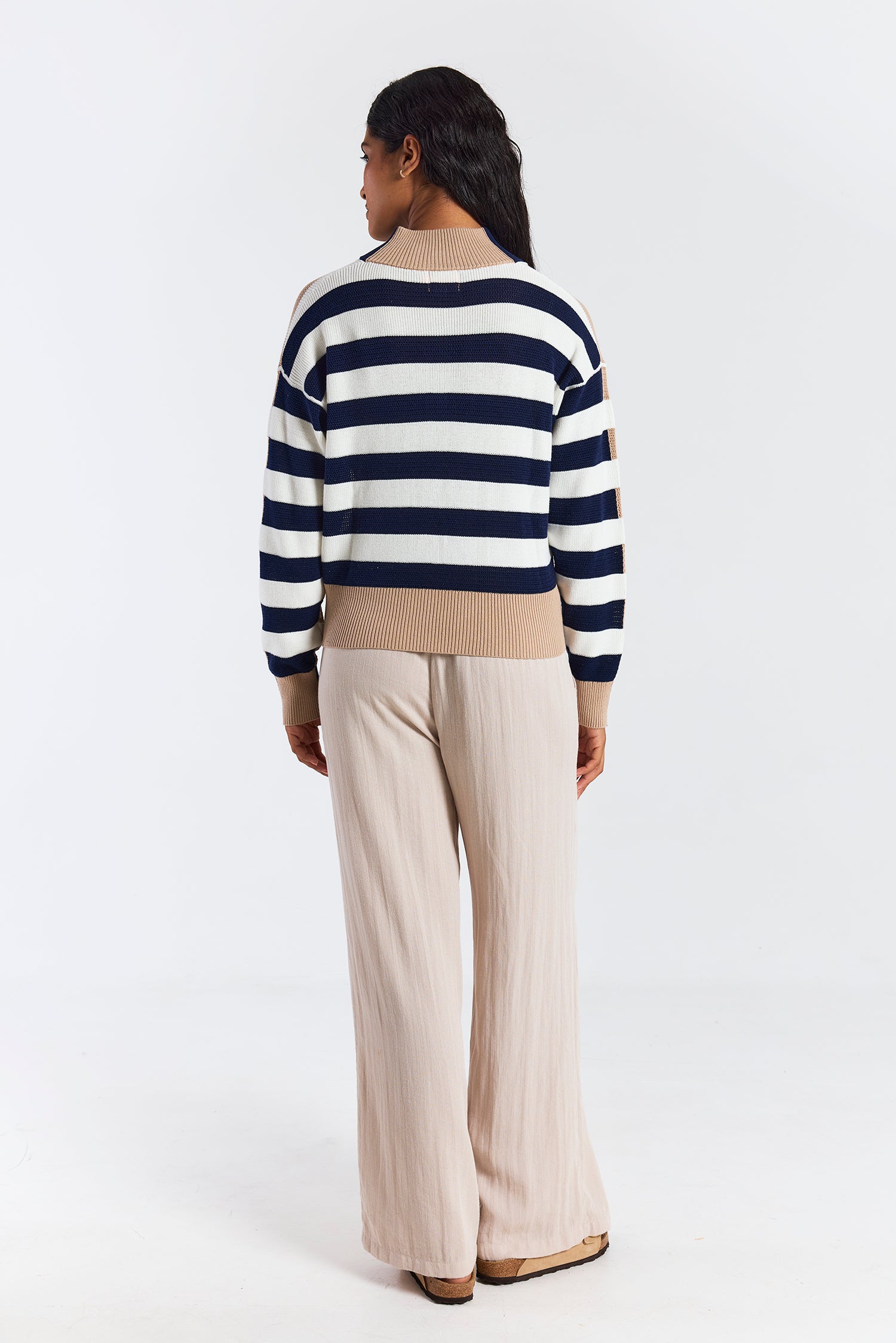 MESH STRIPE HALF ZIP