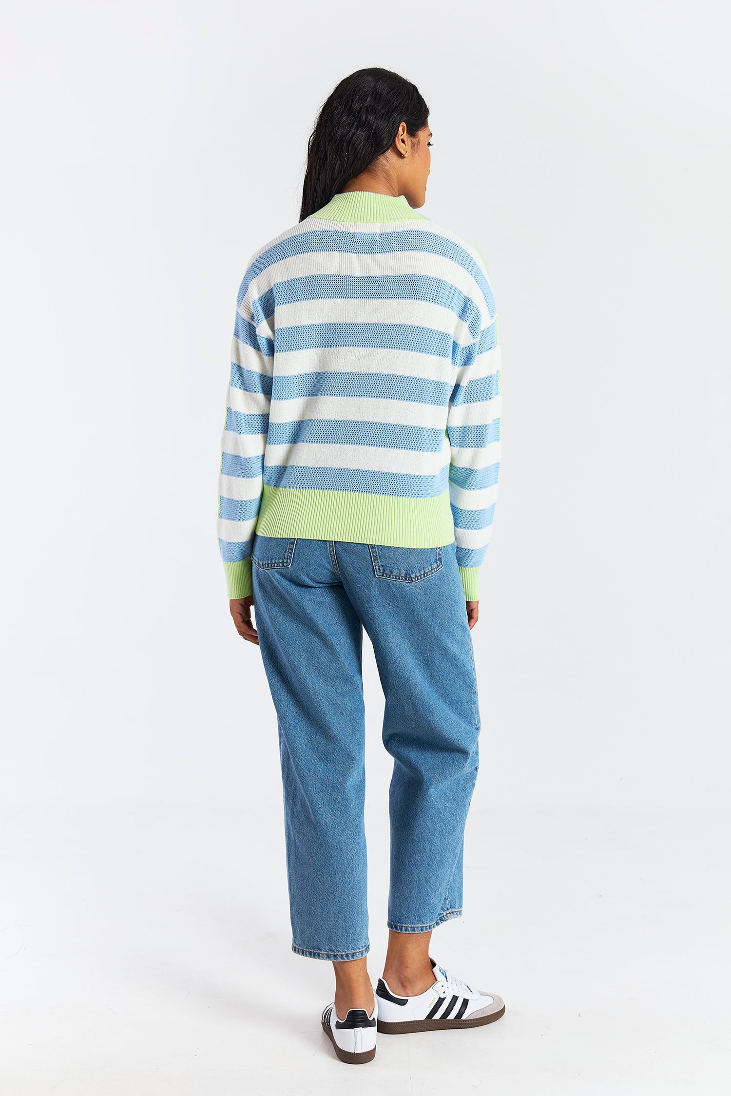 MESH STRIPE HALF ZIP