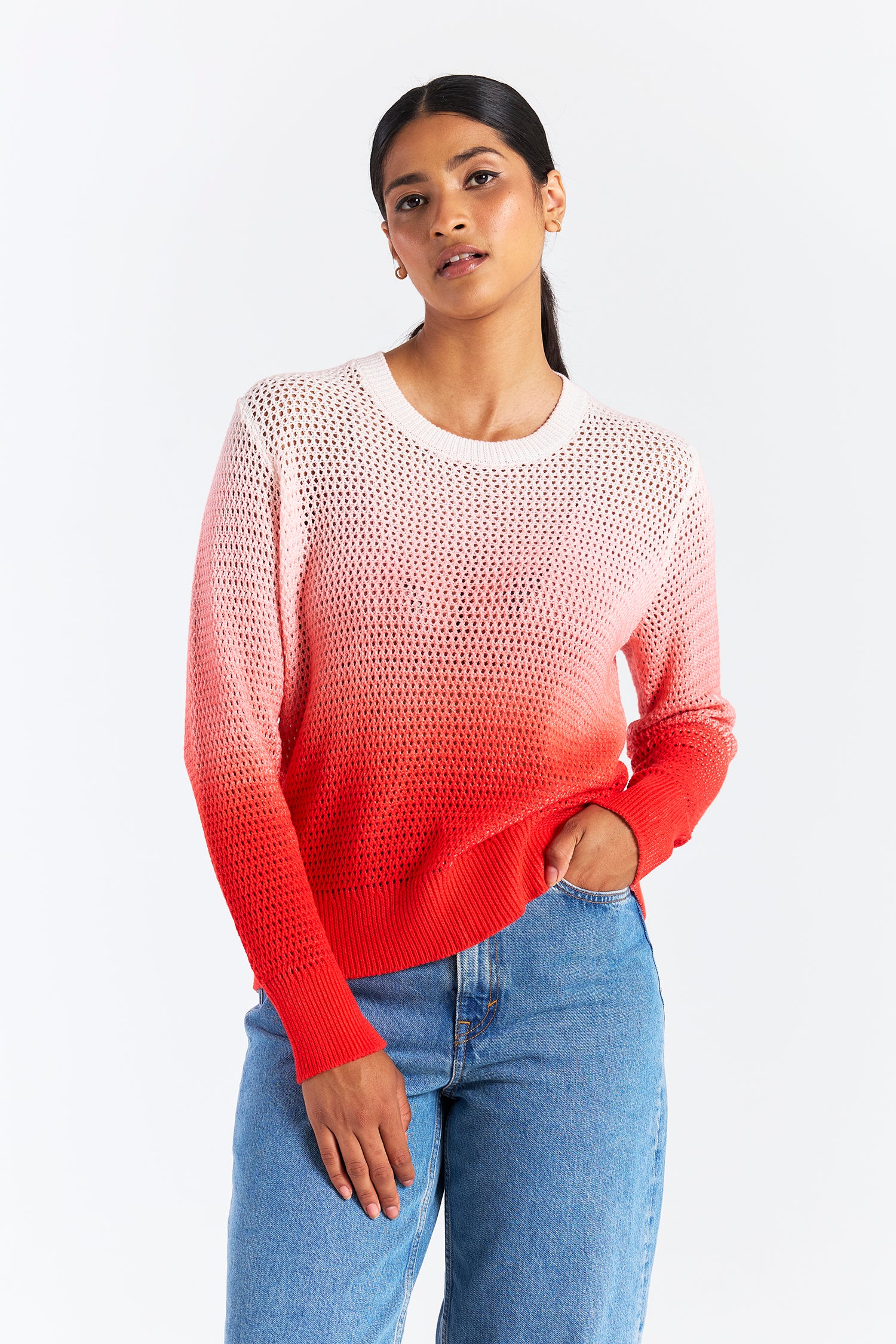 MESH DIP DYE CREW