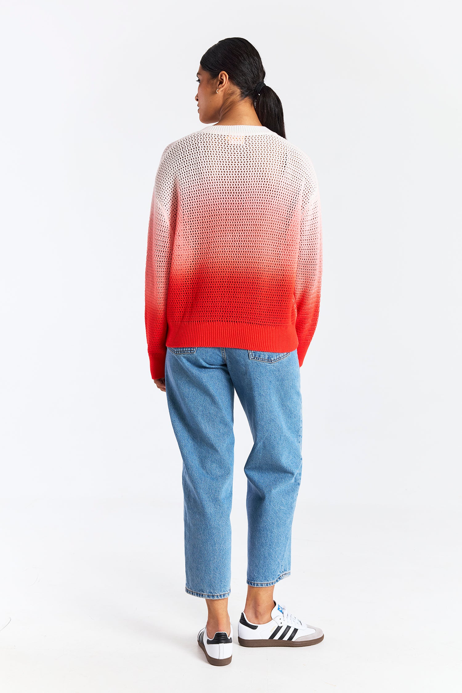 MESH DIP DYE V NECK