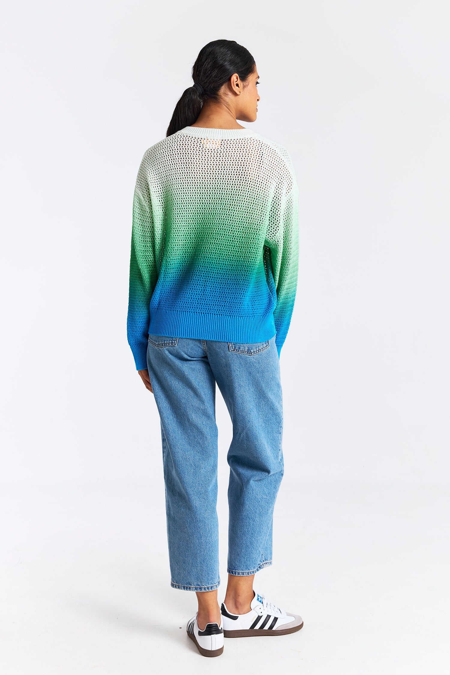 MESH DIP DYE V NECK
