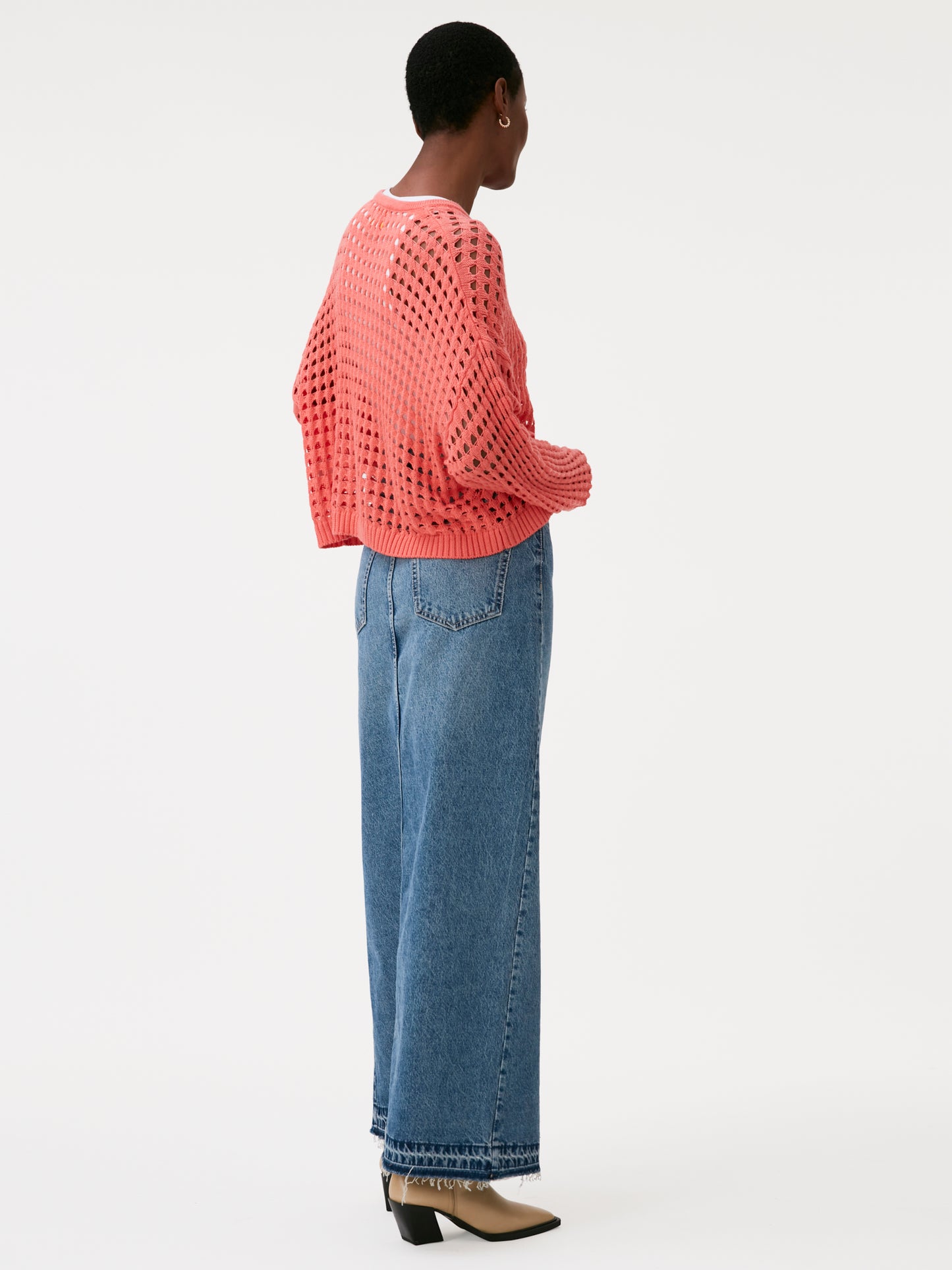 Open Stitch Pointelle Crew Neck Jumper