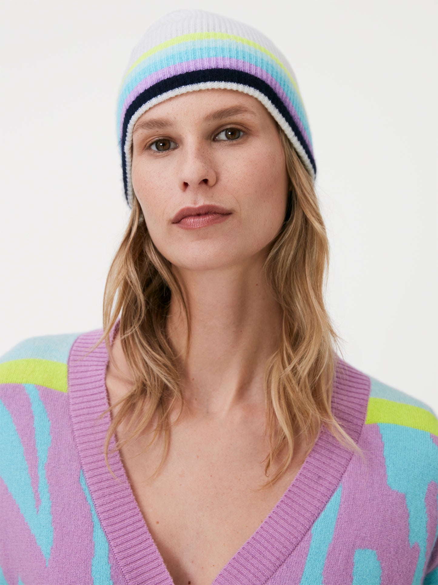 Rainbow Stripe Cashmere Hat