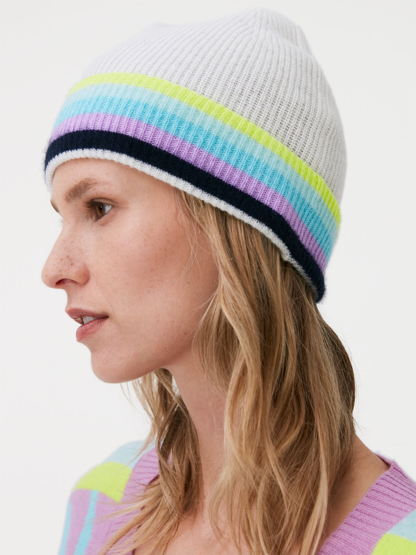 Rainbow Stripe Cashmere Hat