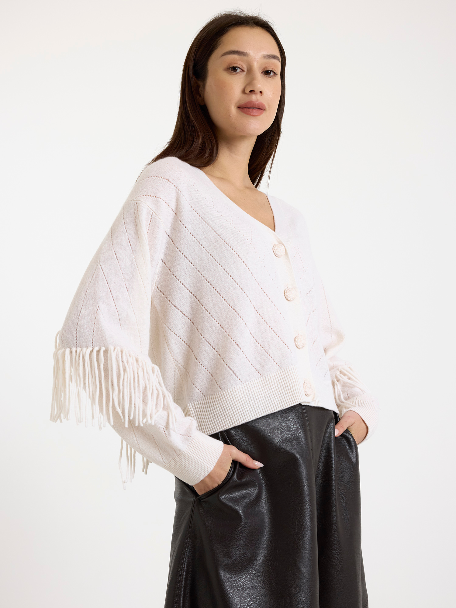 Ashley Cashmere Fringe Cardigan