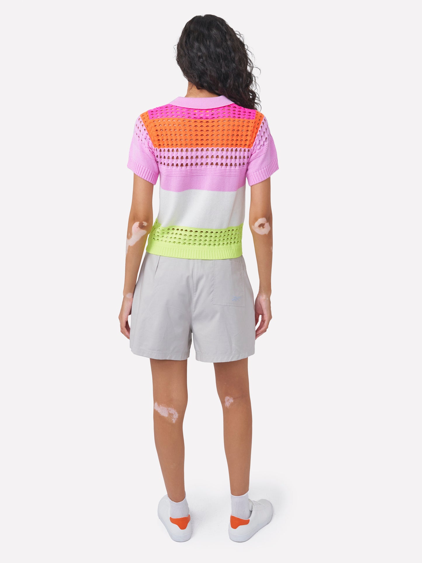 Pointelle Stripe Polo T-shirt
