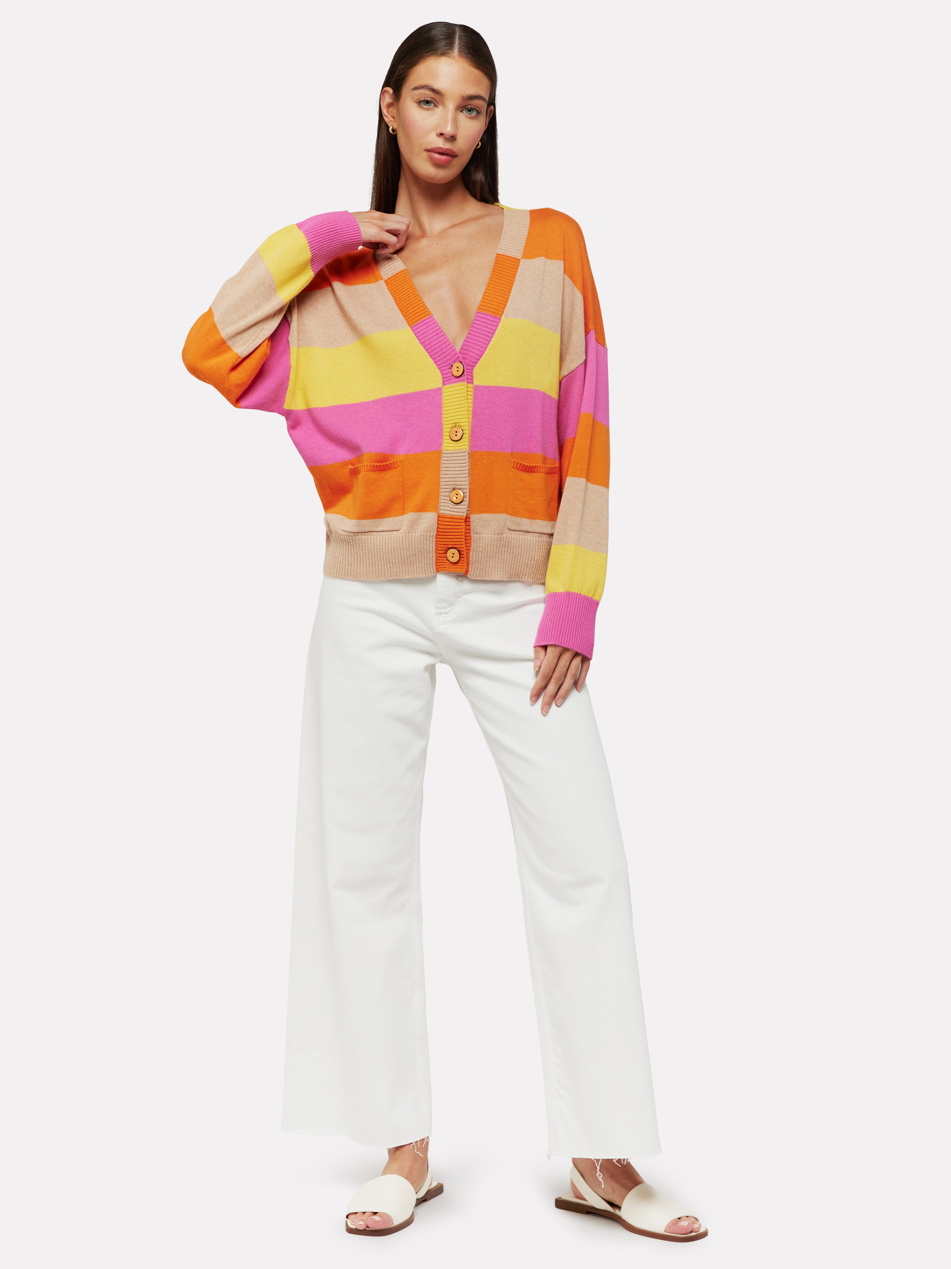 Varsity Stripe V-Neck Cardigan