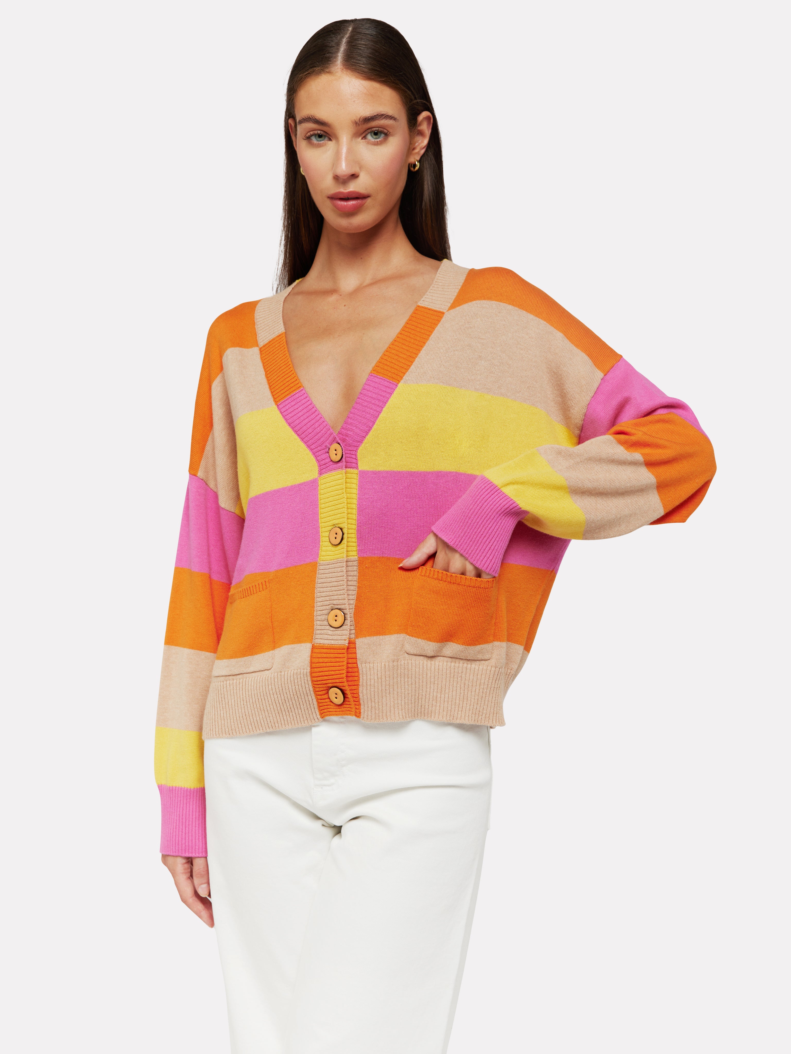 Varsity Stripe V-Neck Cardigan