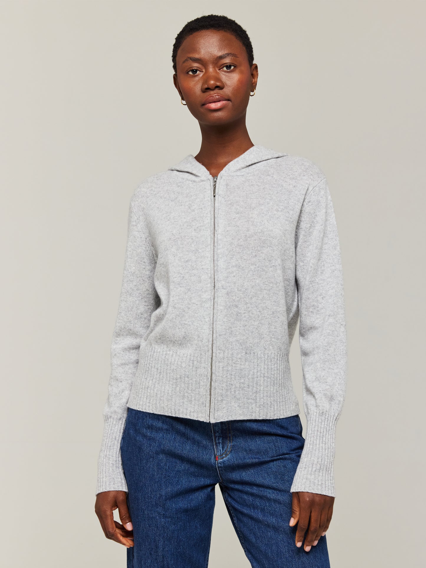 Joanie Zip-Up Slimline Cashmere Hoodie