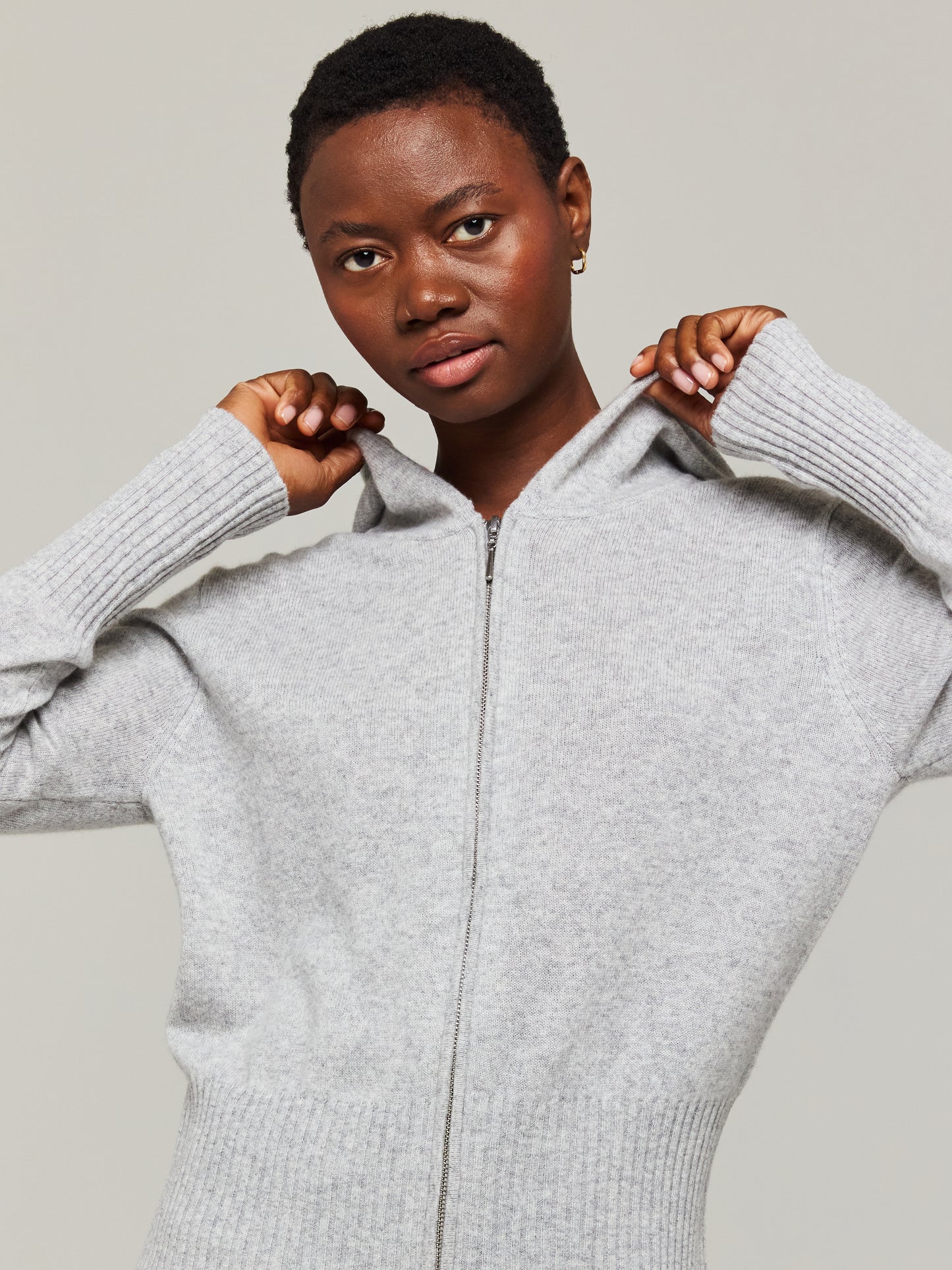 Joanie Zip-Up Slimline Cashmere Hoodie