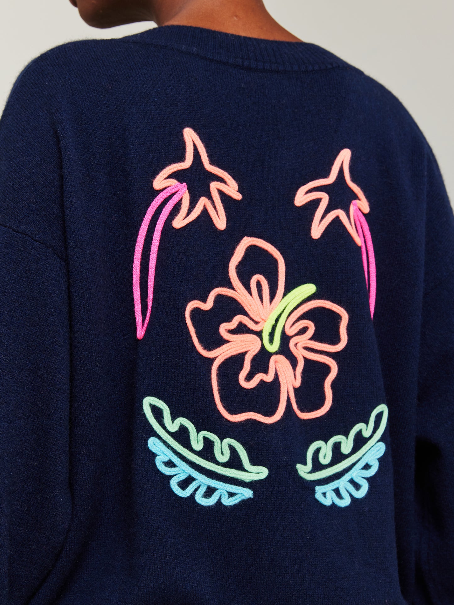 Tropical Embroidered Cashmere Cardigan