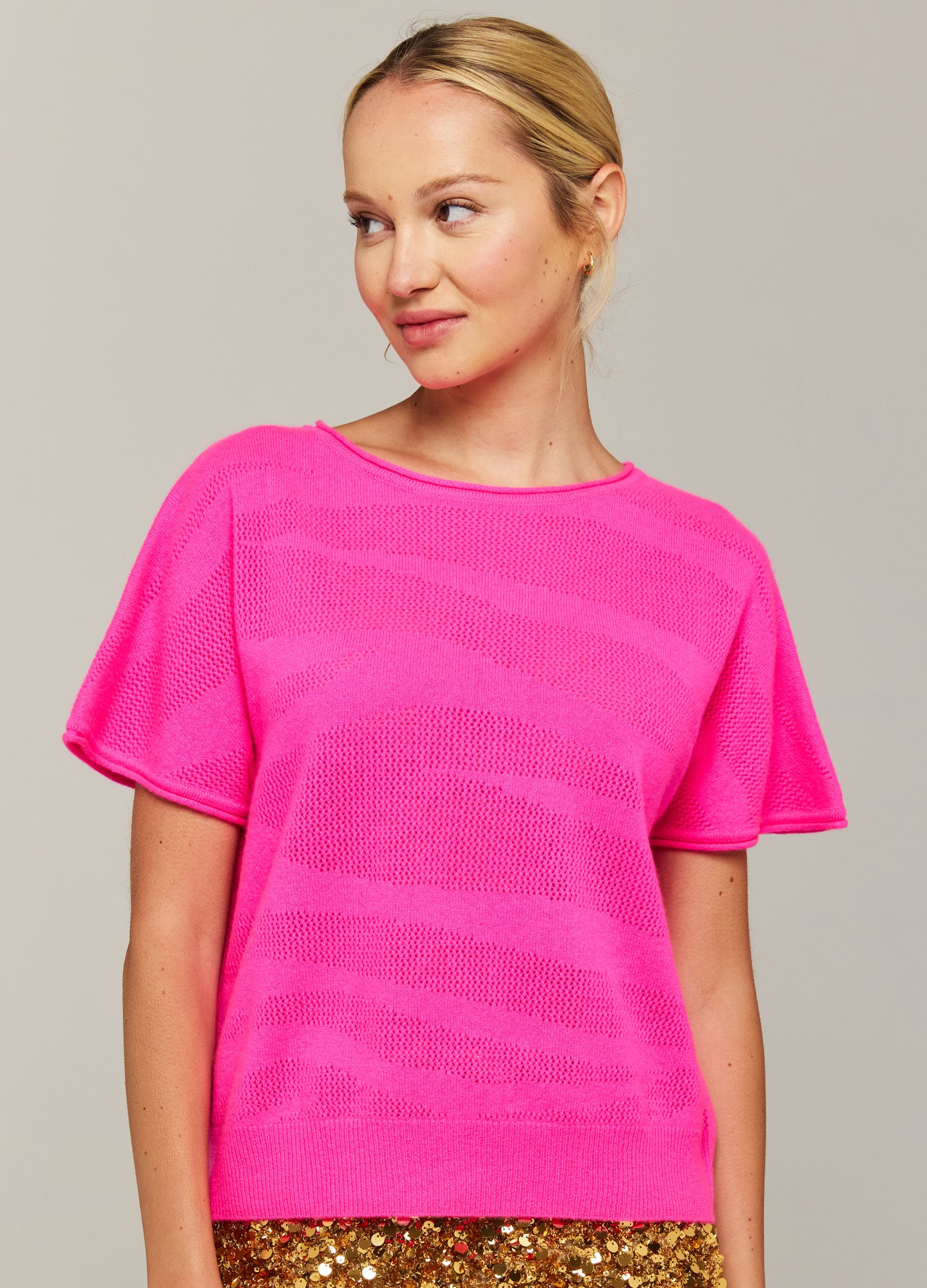 Pointelle Zebra Cashmere Tee