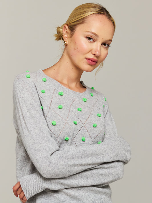 Mini Pom Cashmere Crew Neck