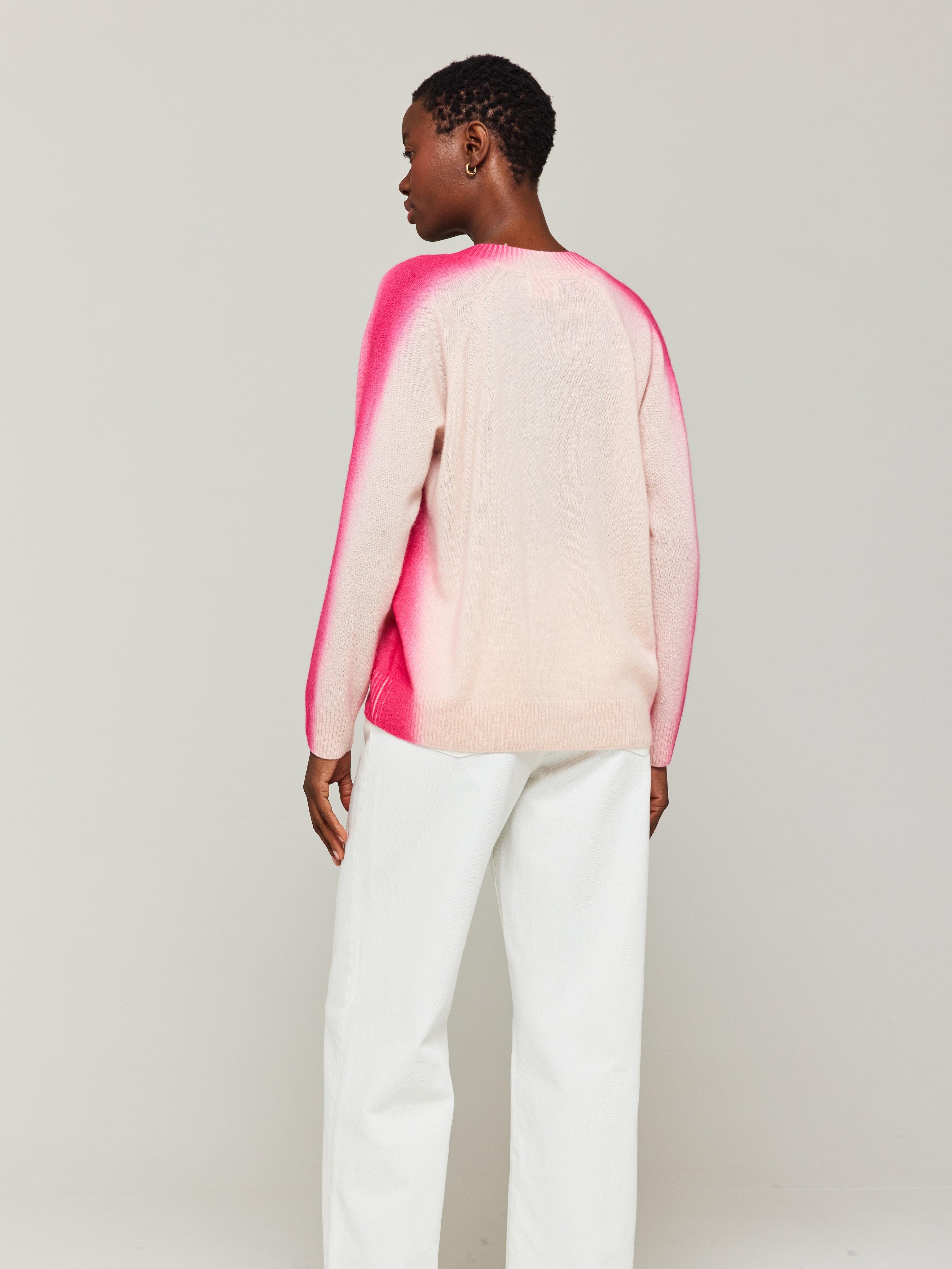 Spray Stripe Cashmere V-Neck