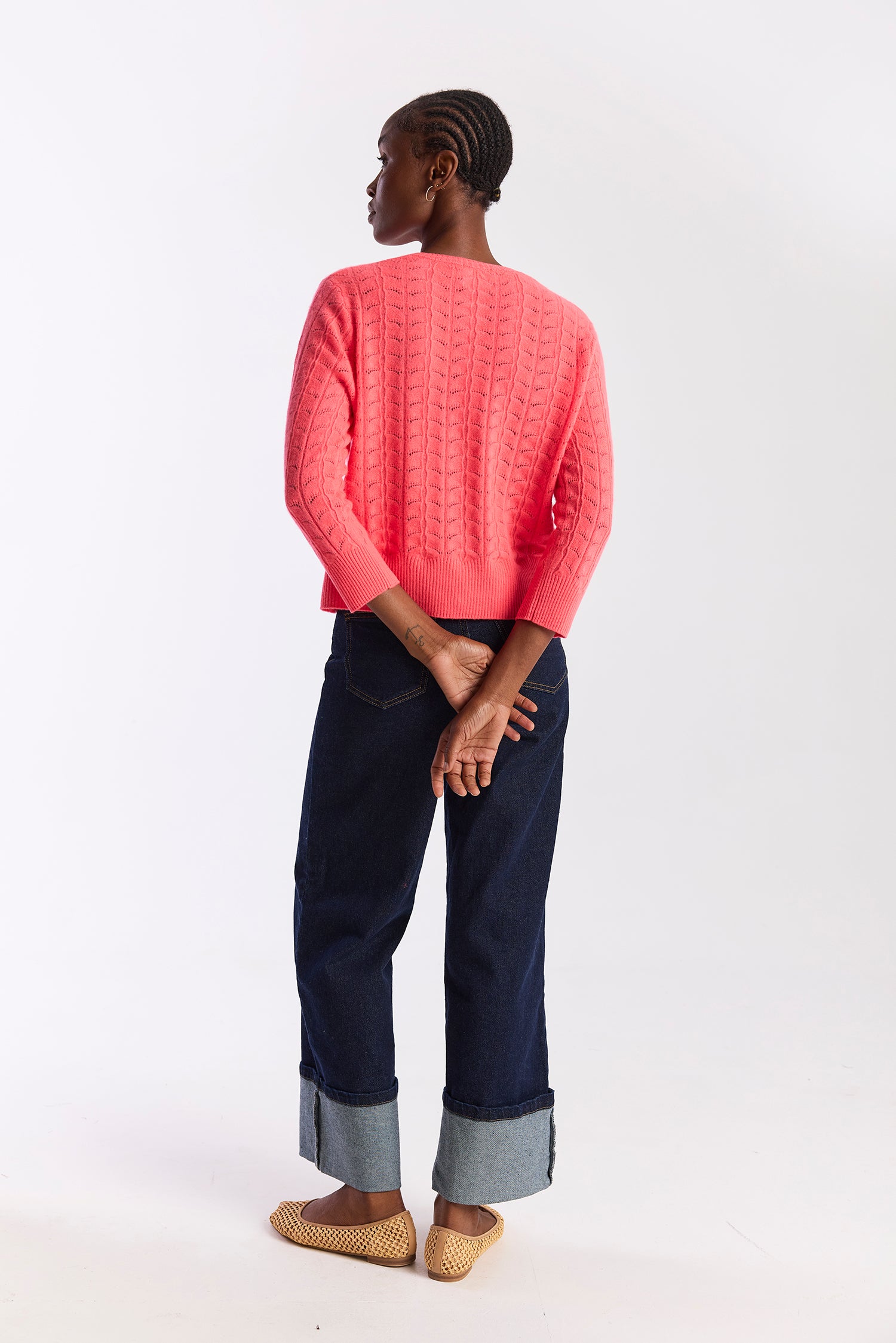 Shell Pointelle Cashmere Cardigan