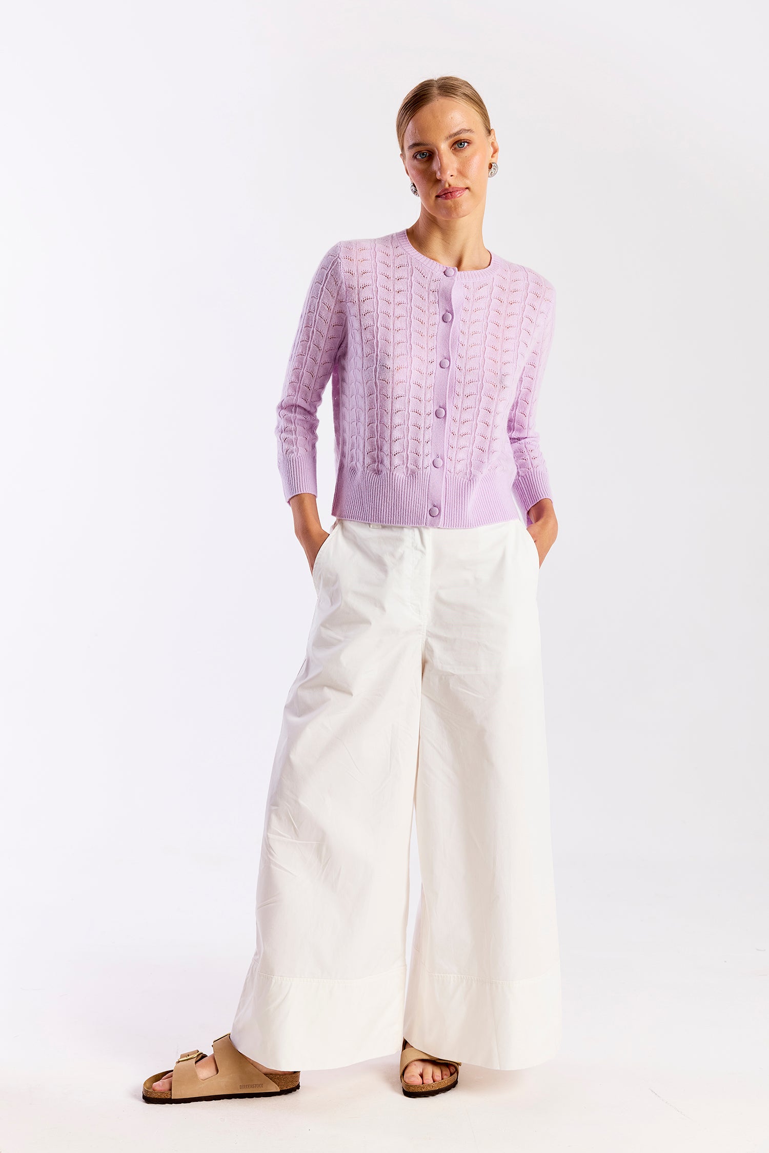 Shell Pointelle Cashmere Cardigan