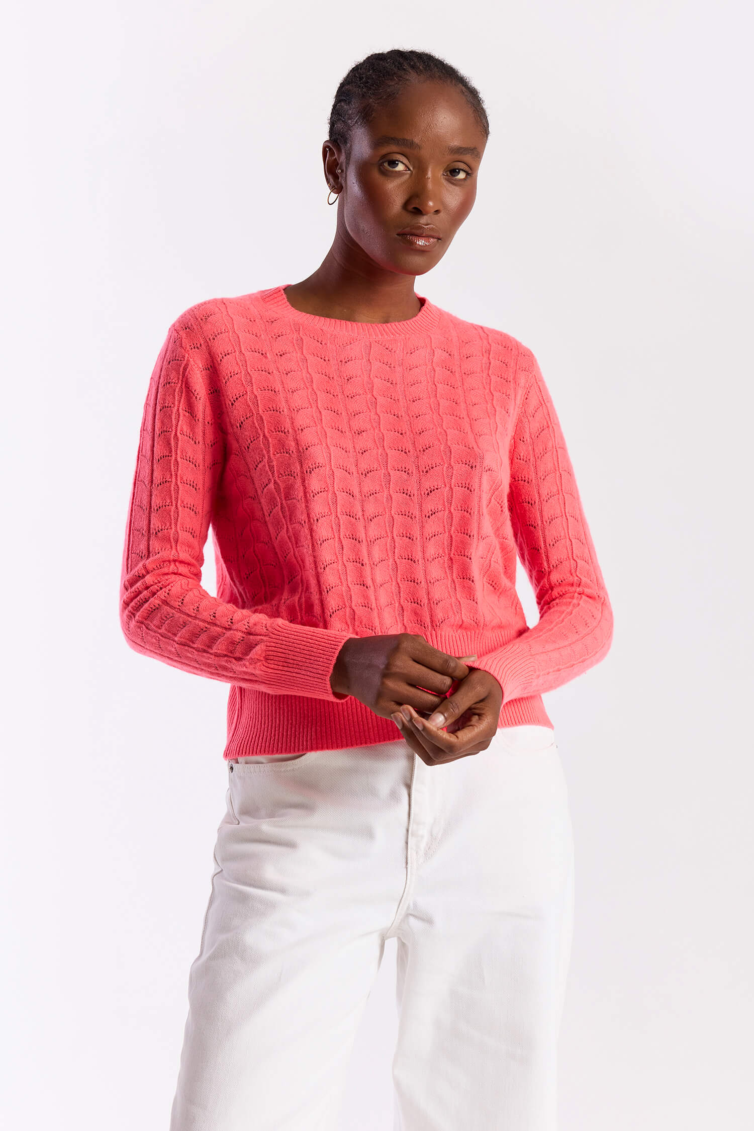 SHELL POINTELLE CASHMERE CREW