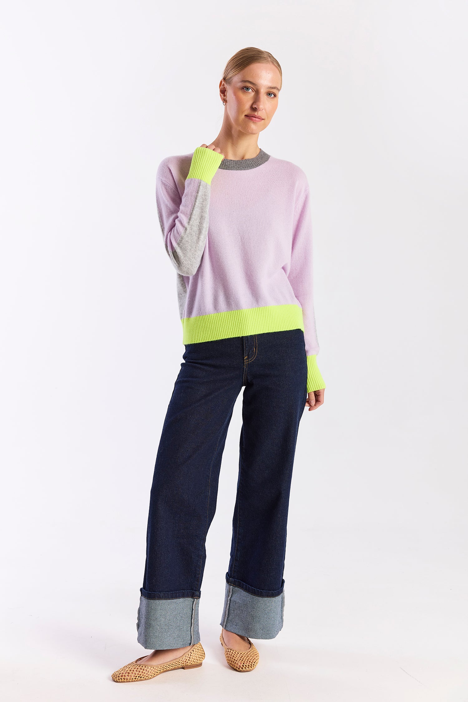 SUMMER COLOURBLOCK CASHMERE CREW