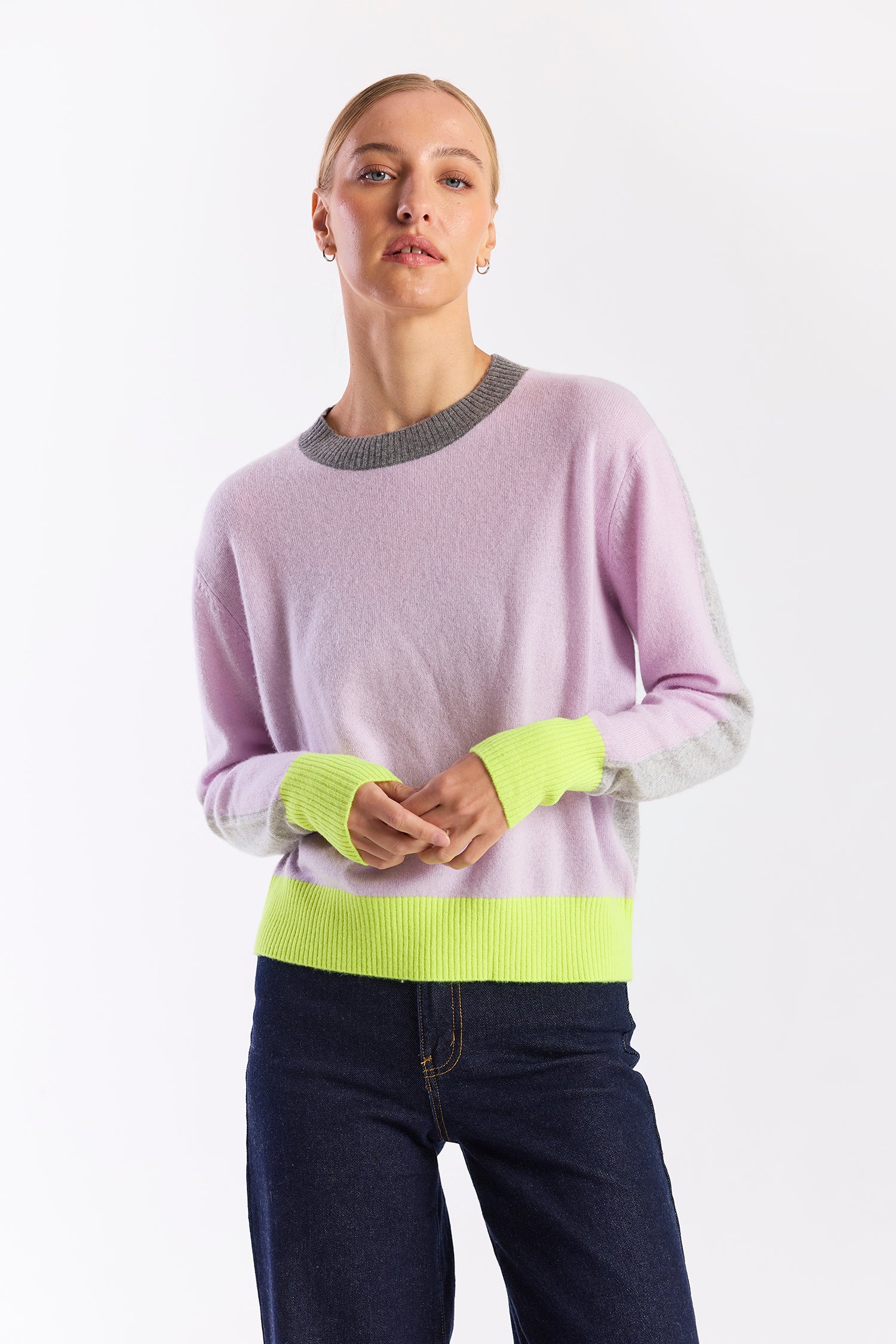 SUMMER COLOURBLOCK CASHMERE CREW