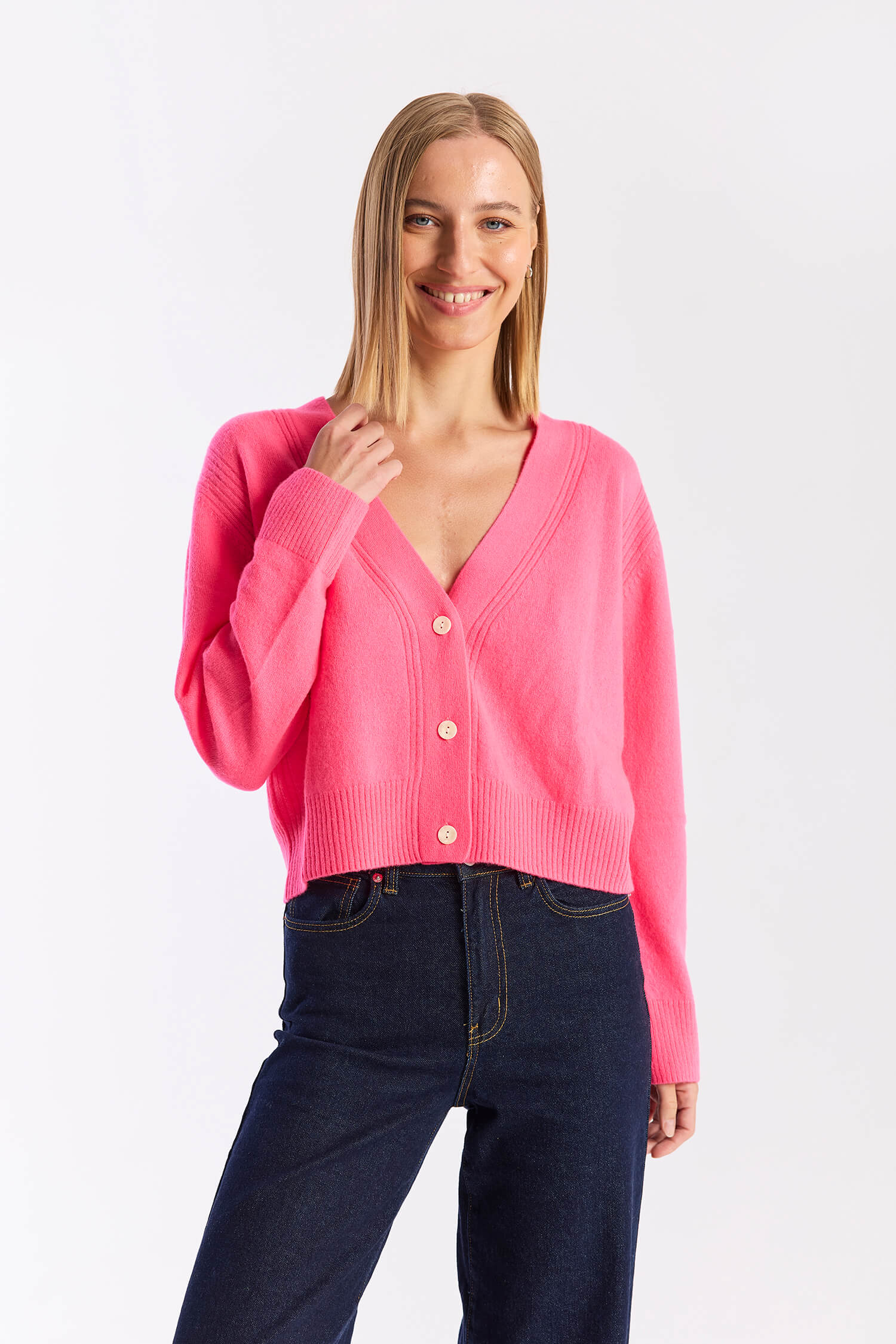 BOXY CROPPED CASHMERE CARDI