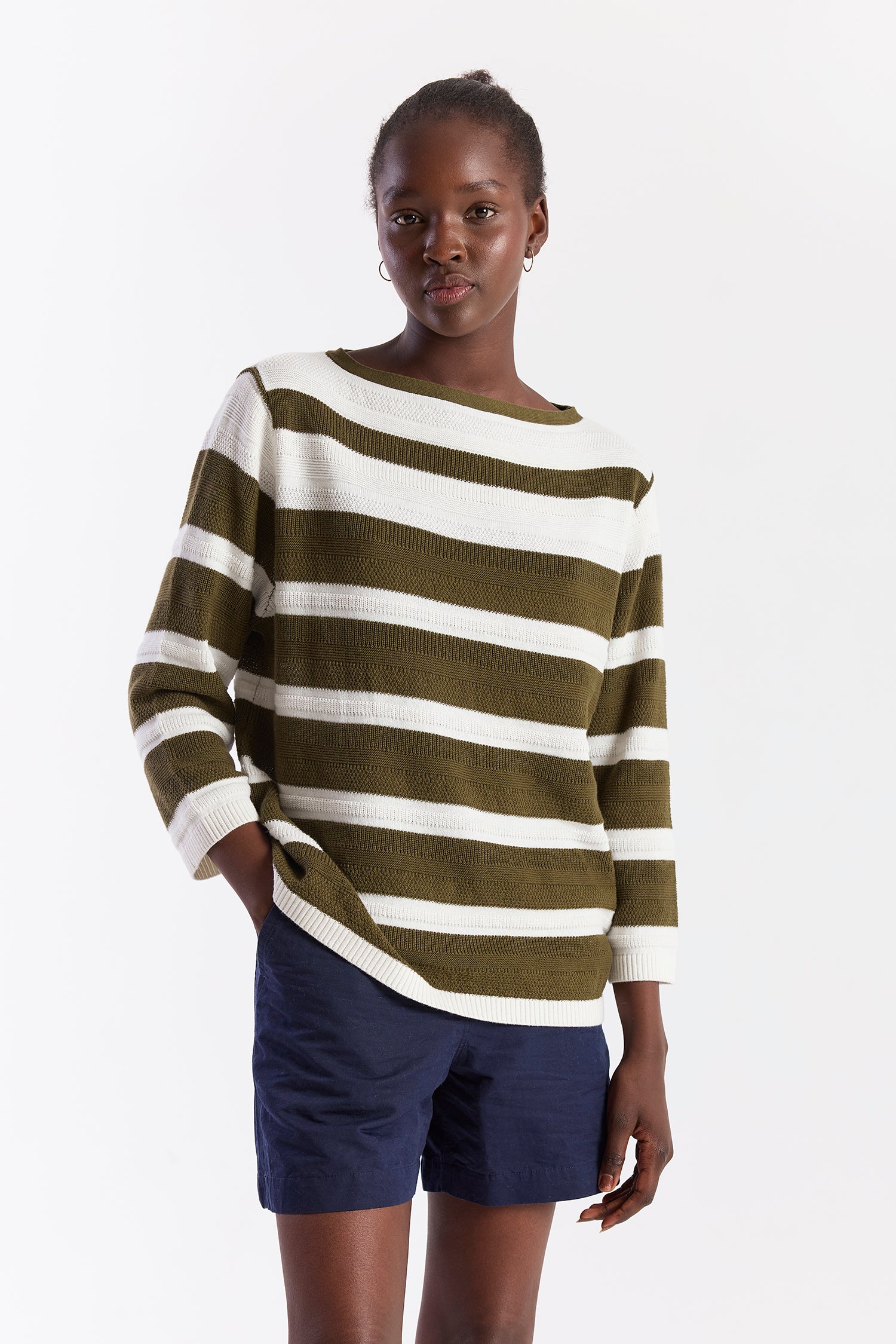 TEXTURED STRIPE BOATNECK