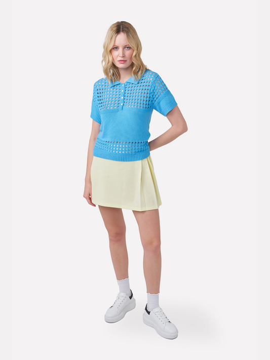 Pointelle Knitted Polo Tee