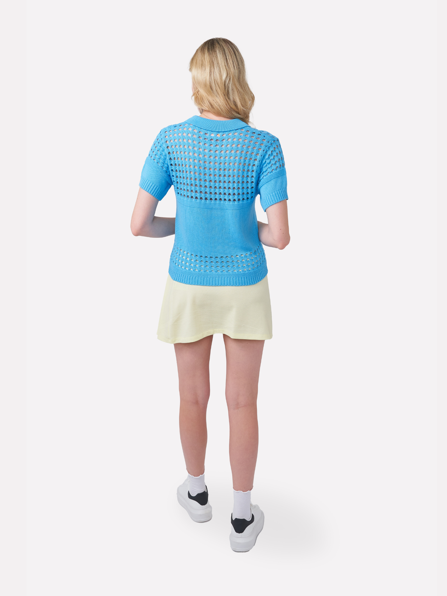 Pointelle Knitted Polo Tee