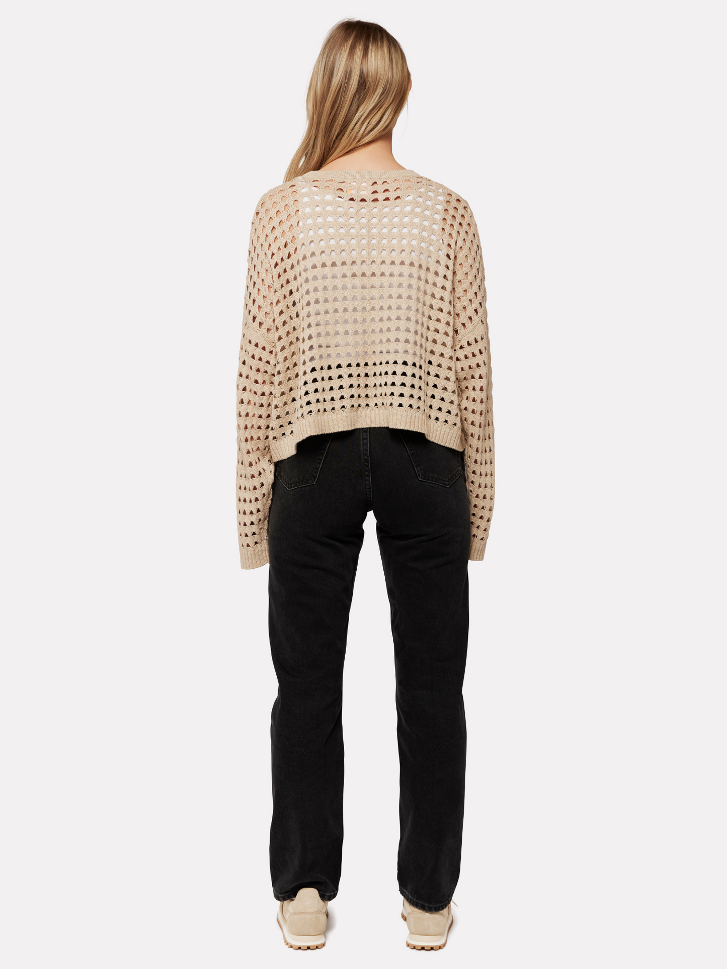 Open Stitch Pointelle Crew Neck Jumper