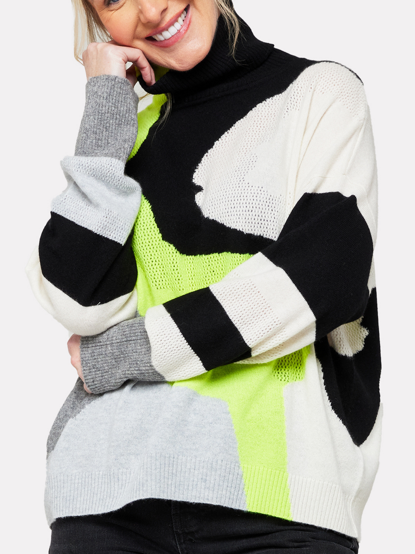 Abstract Cashmere Roll Neck