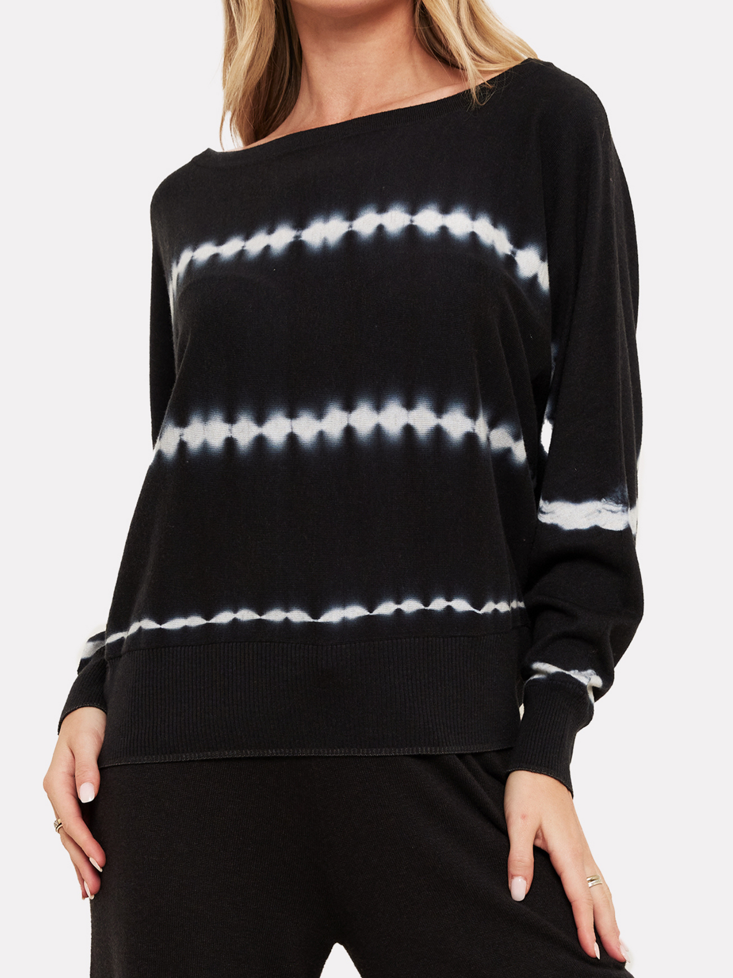 Bleach Stripe Boat Neck Jumper