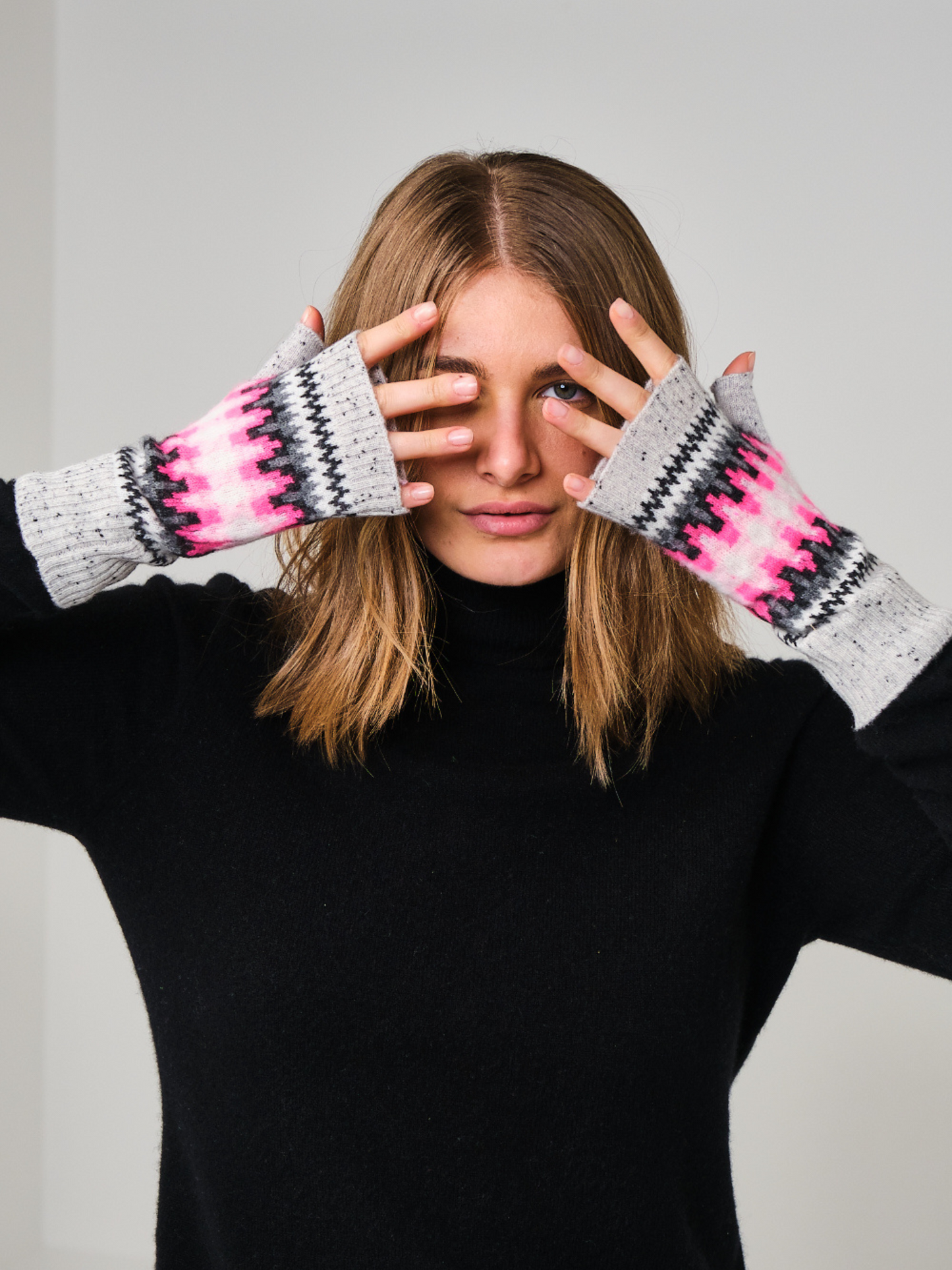 Electric Fairisle Cashmere Wrist Warmers