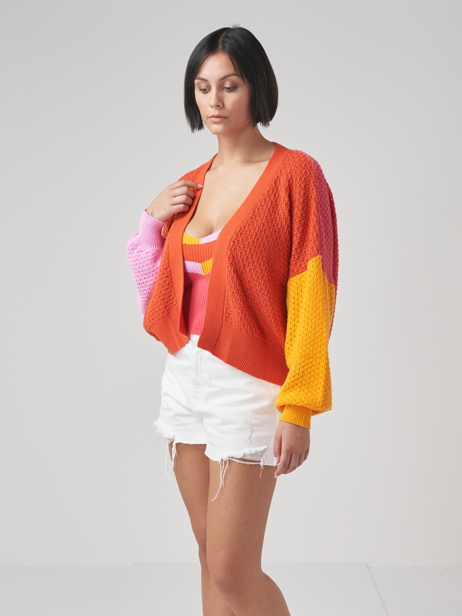 Pointelle Colourblock Cardigan